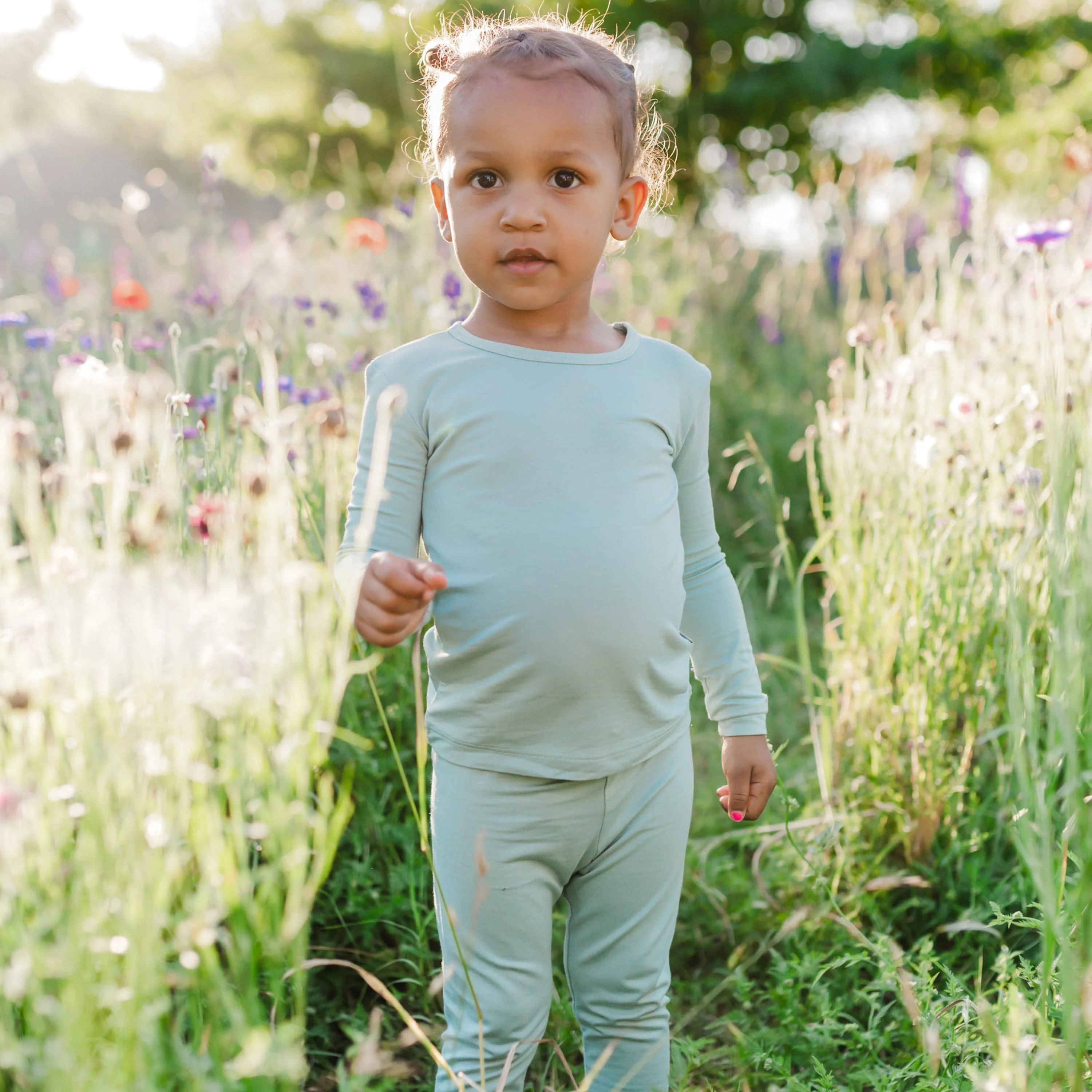 Long Sleeve Pajamas in Sage - Image 4
