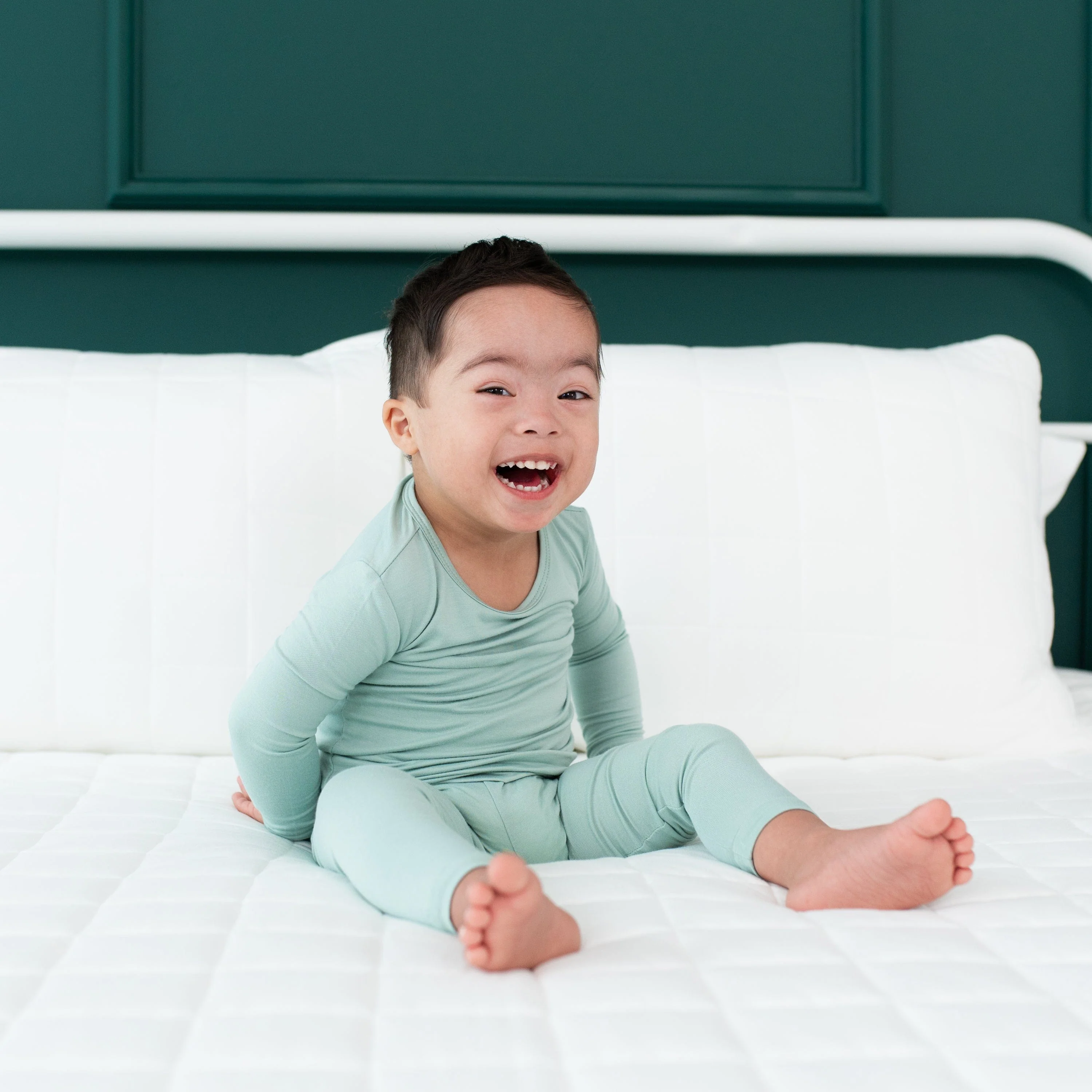 Long Sleeve Pajamas in Sage - Image 5