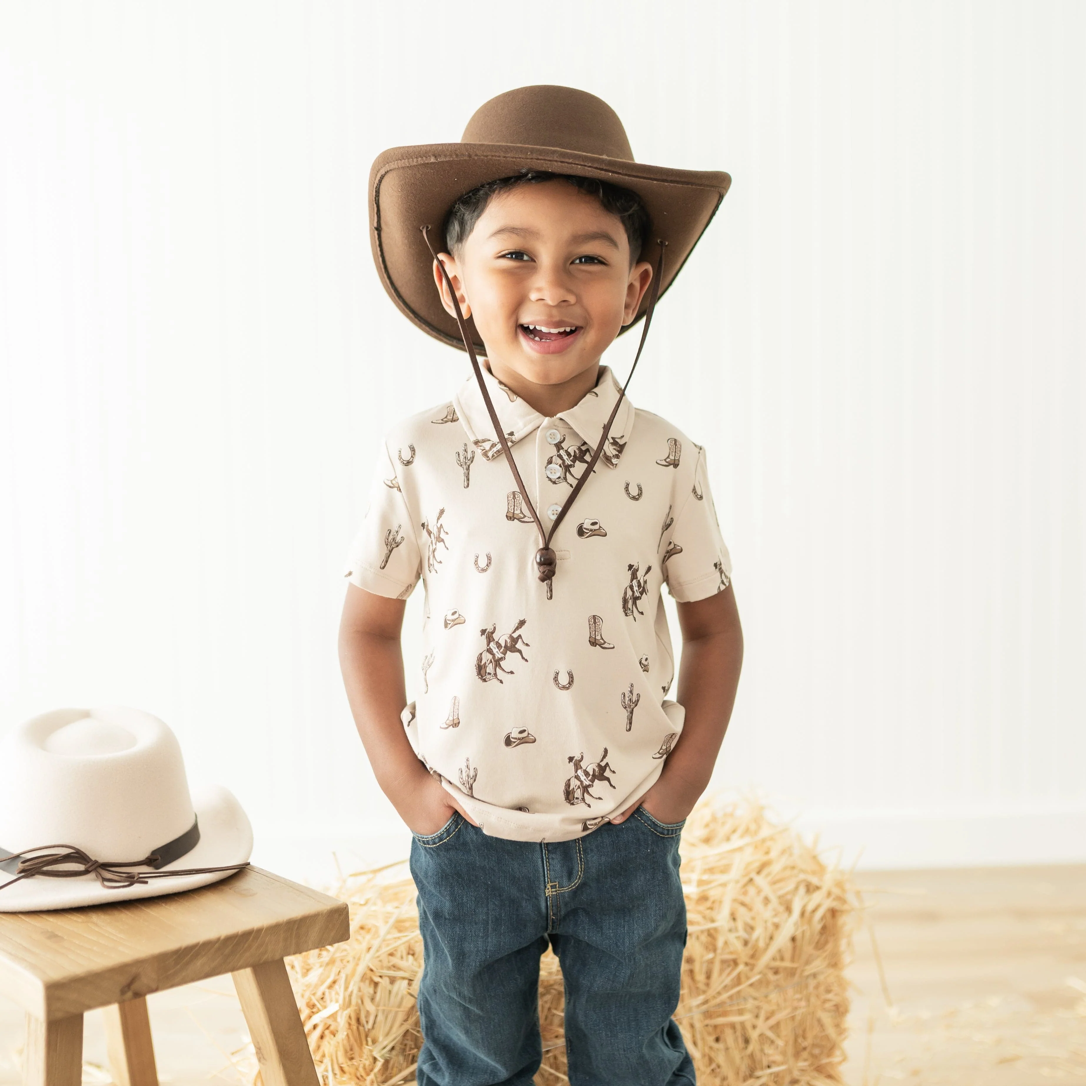 Toddler Short Sleeve Polo in Classic Cowboy - Image 3