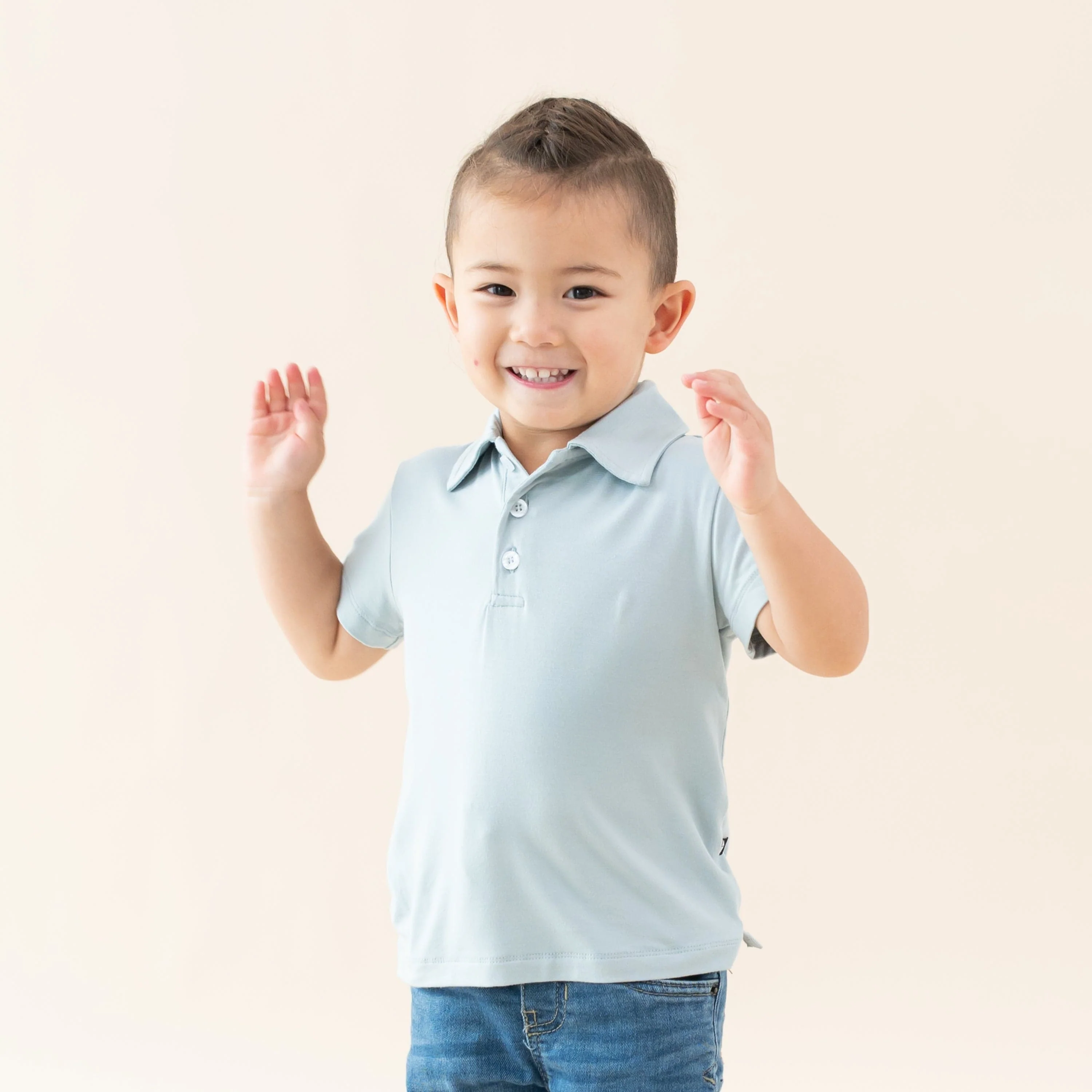 Toddler Short Sleeve Polo in Fog - Image 3