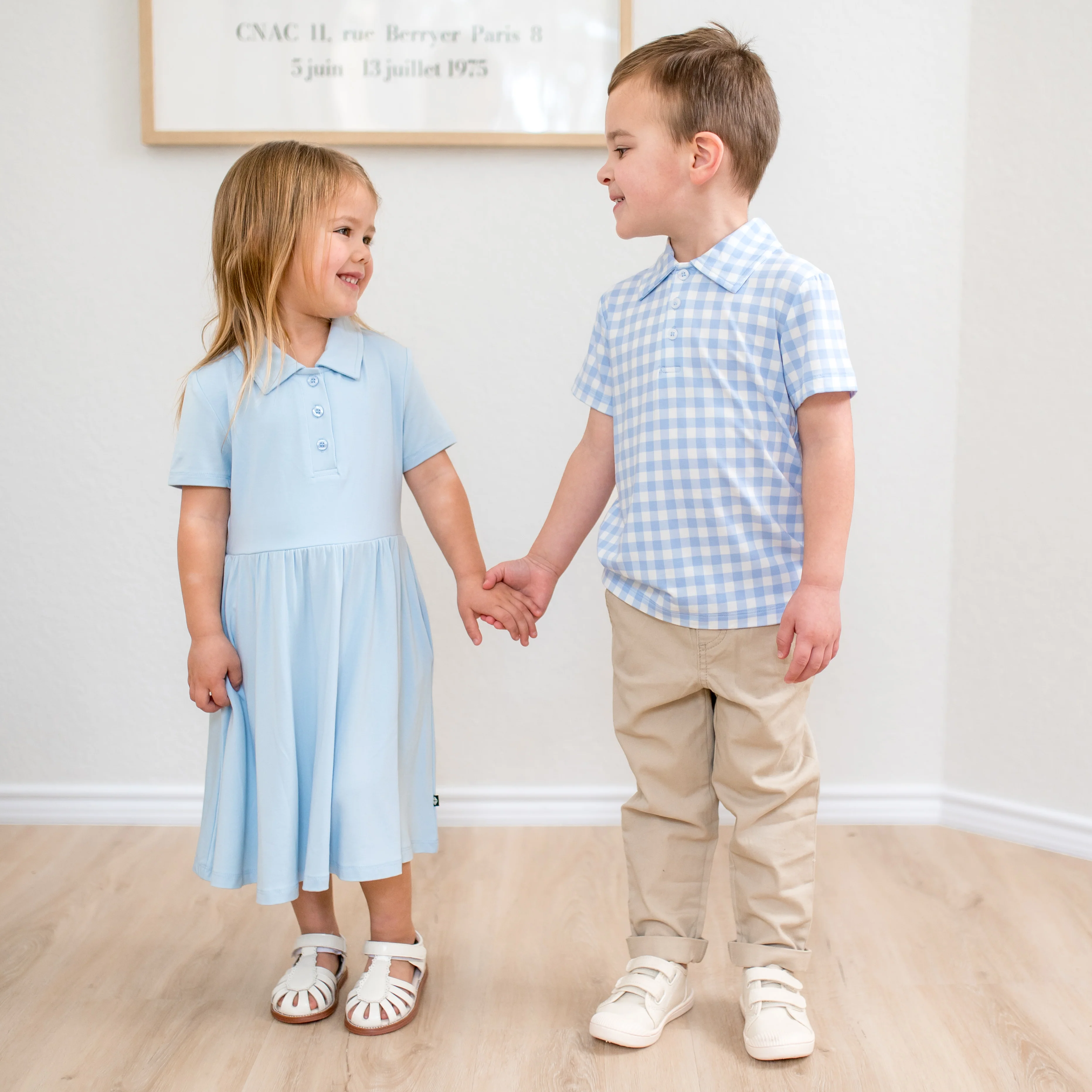 Toddler Short Sleeve Polo in Gingham Breeze - Image 5