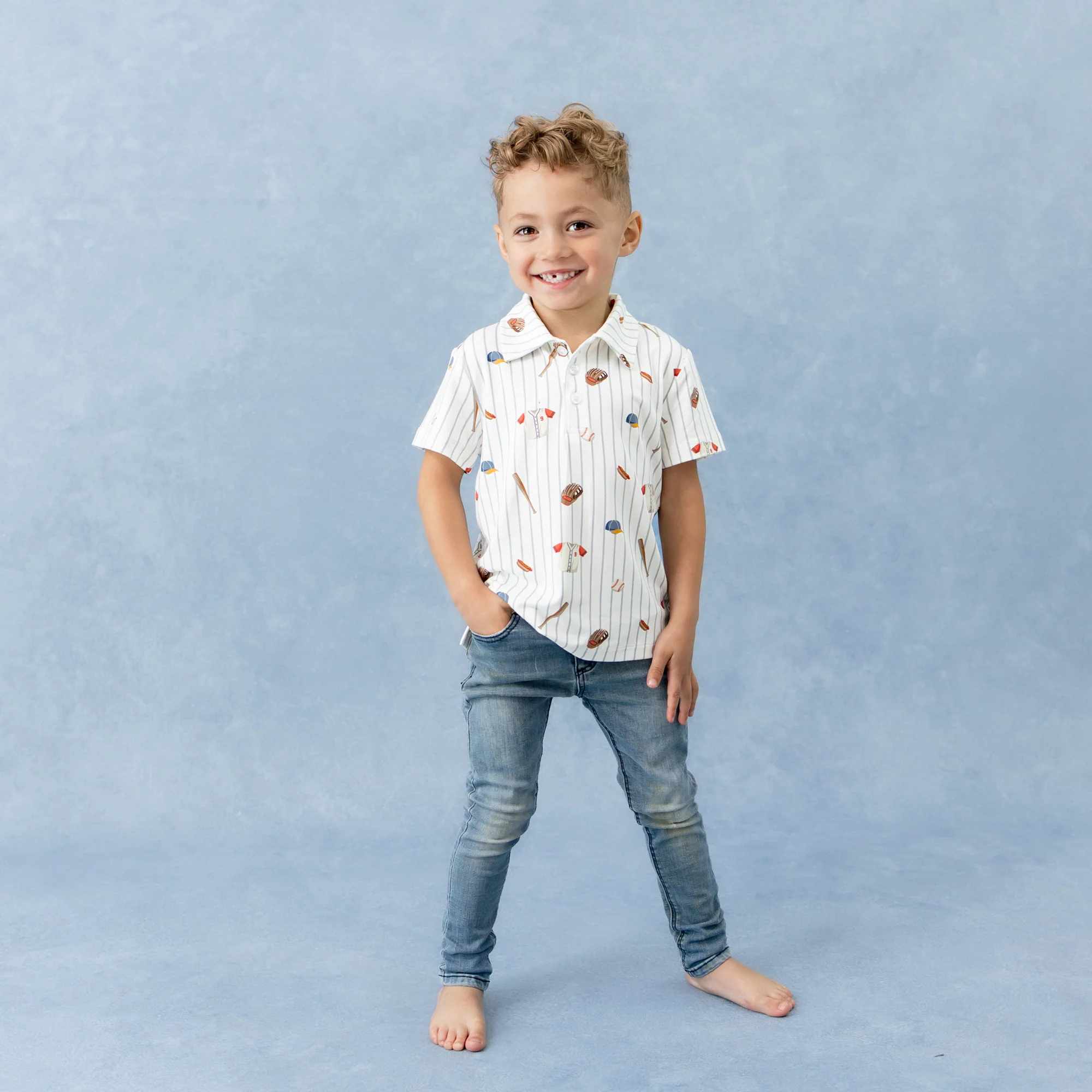 Toddler Short Sleeve Polo in Home Run - Image 3