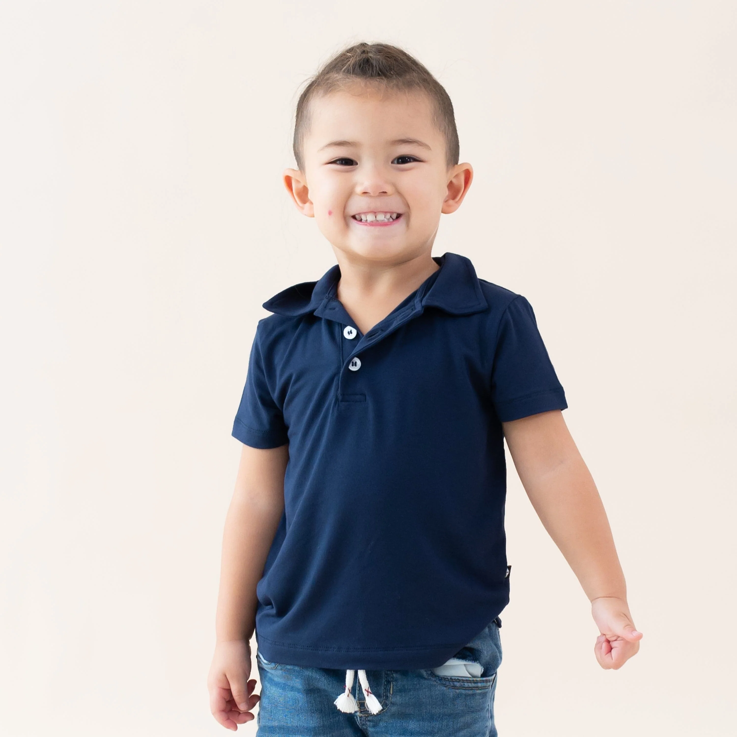 Toddler Short Sleeve Polo in Navy - Image 3