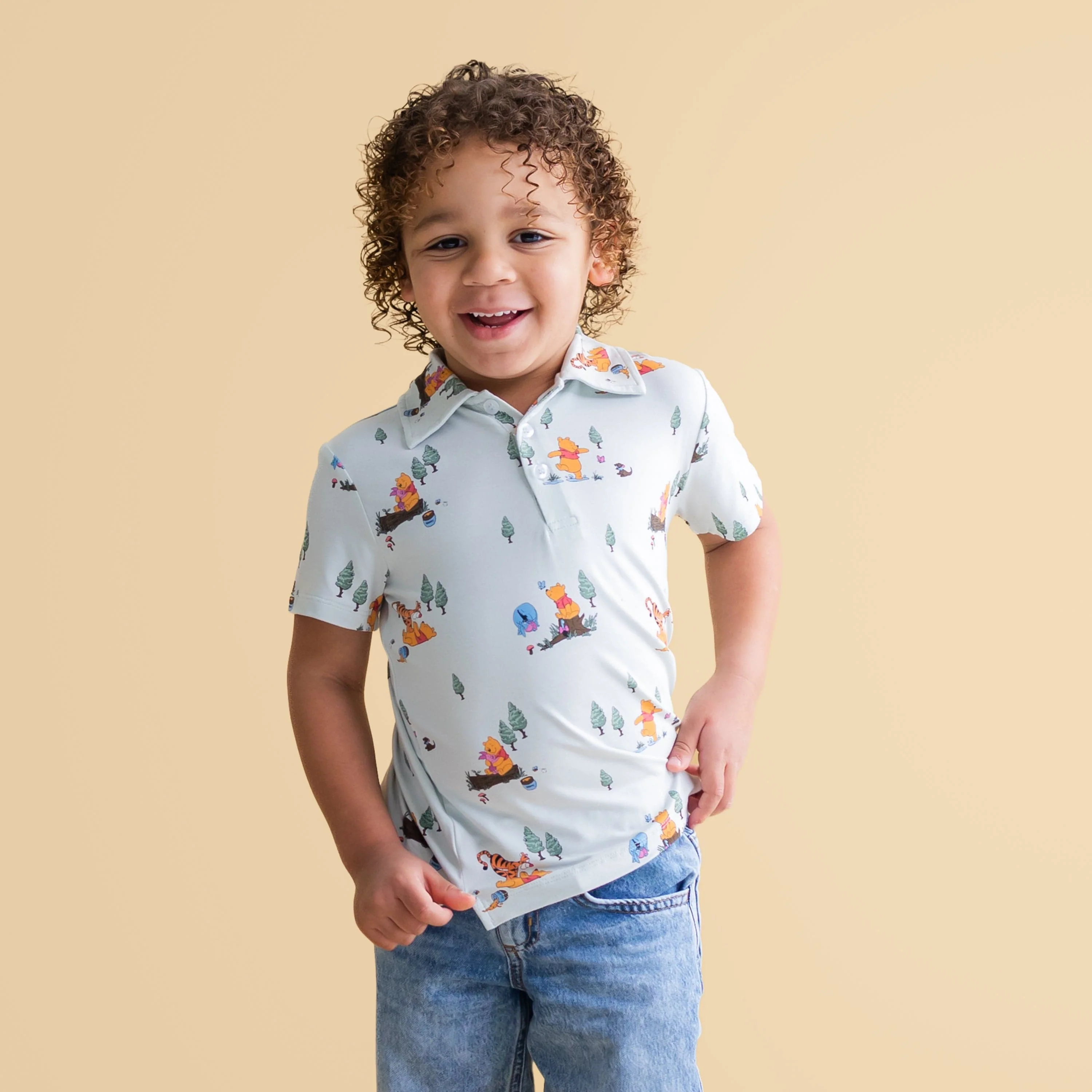 Toddler Short Sleeve Polo in Winnie the Pooh Hundred Acre Wood - Image 5