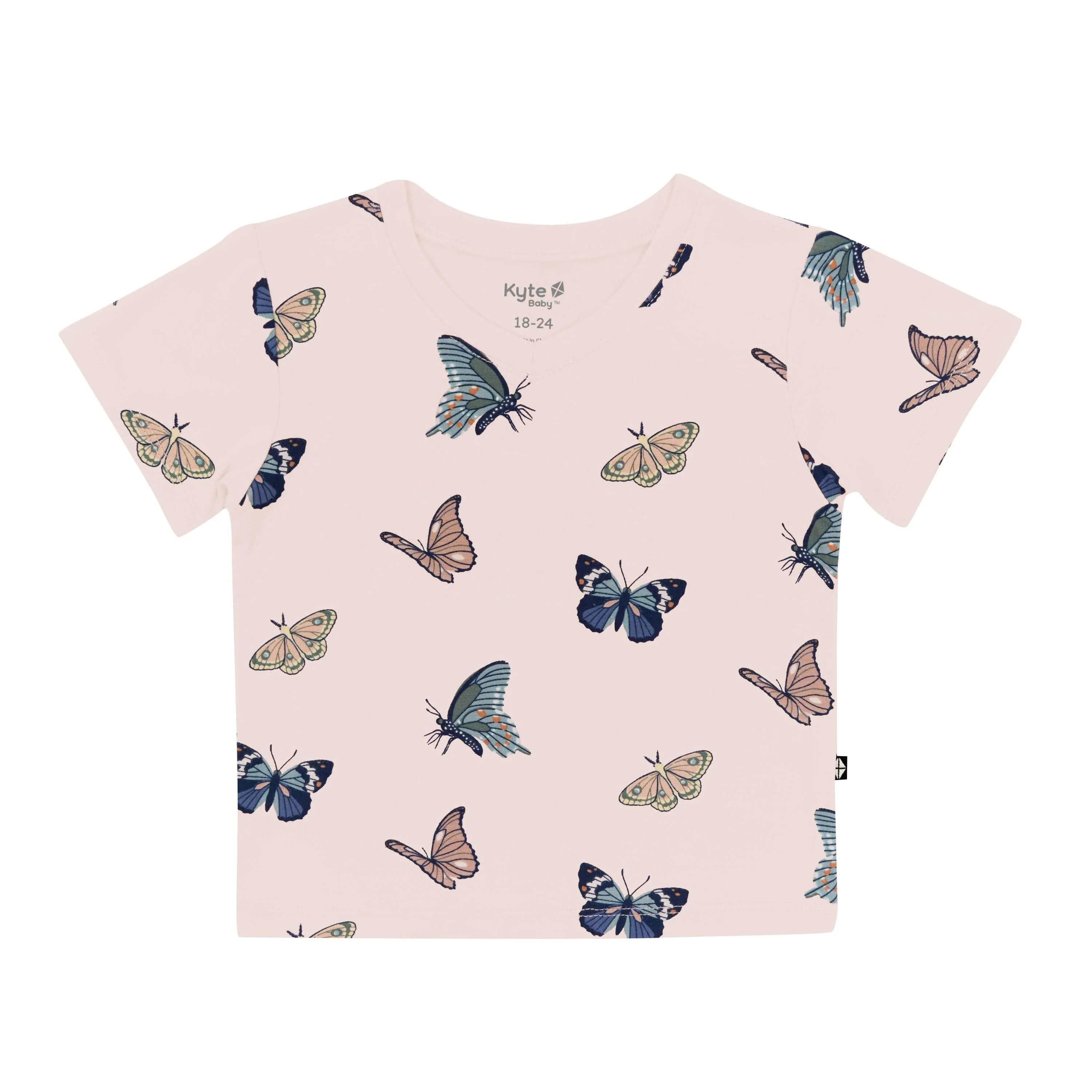 Toddler V-Neck Tee in Blush Butterfly - Image 2