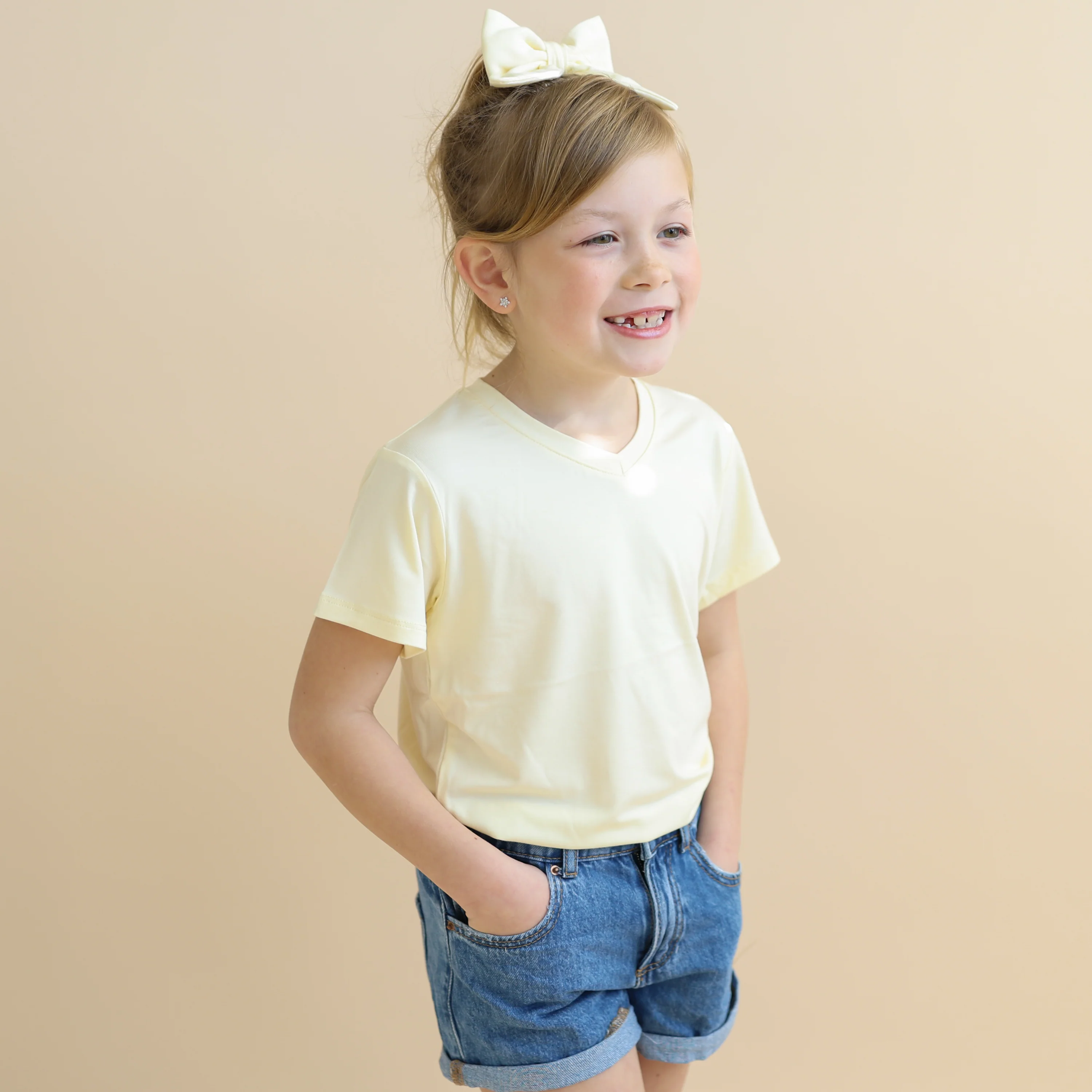 Toddler V-Neck Tee in Chamomile - Image 4