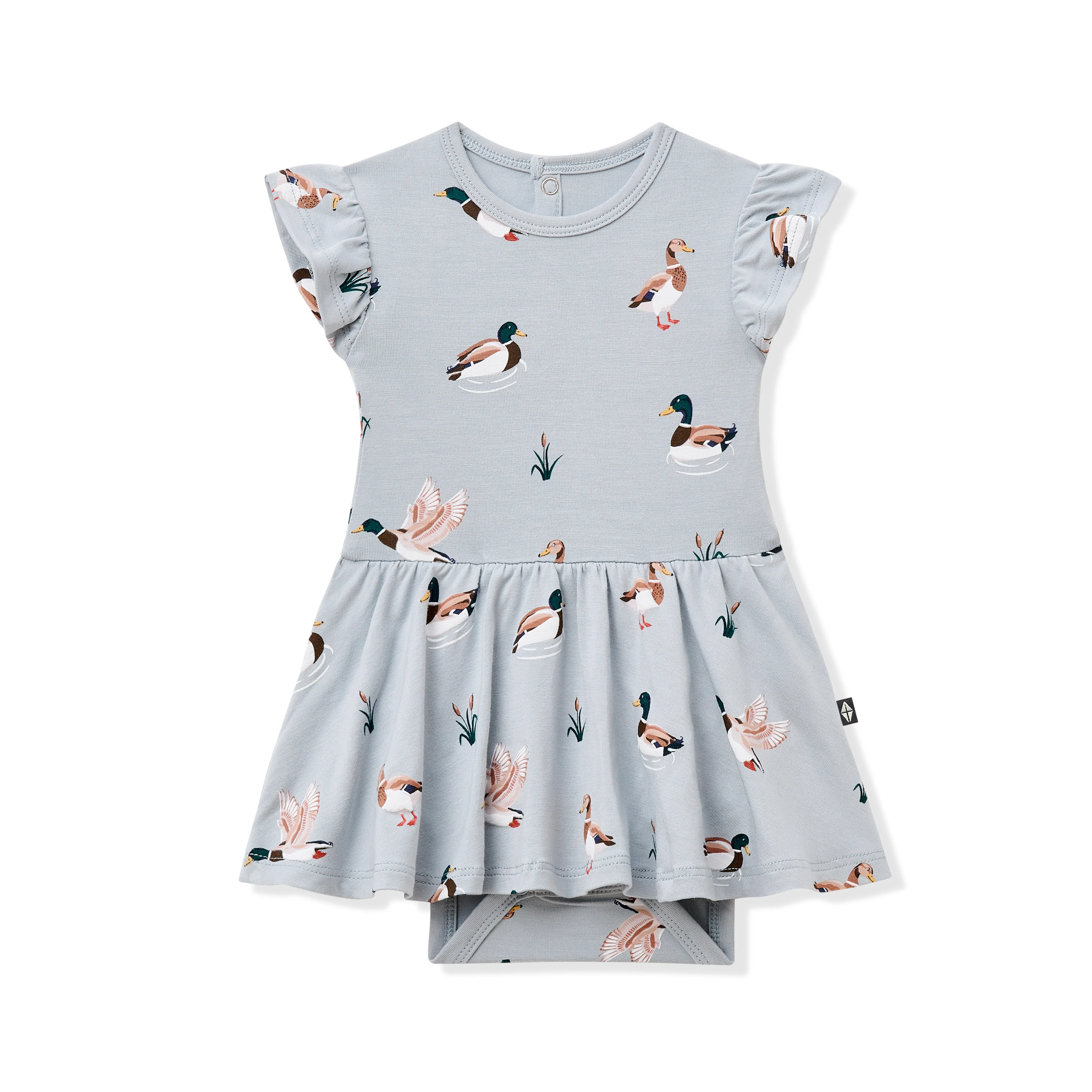 Twirl Bodysuit Dress in Mallard Duck - Image 2