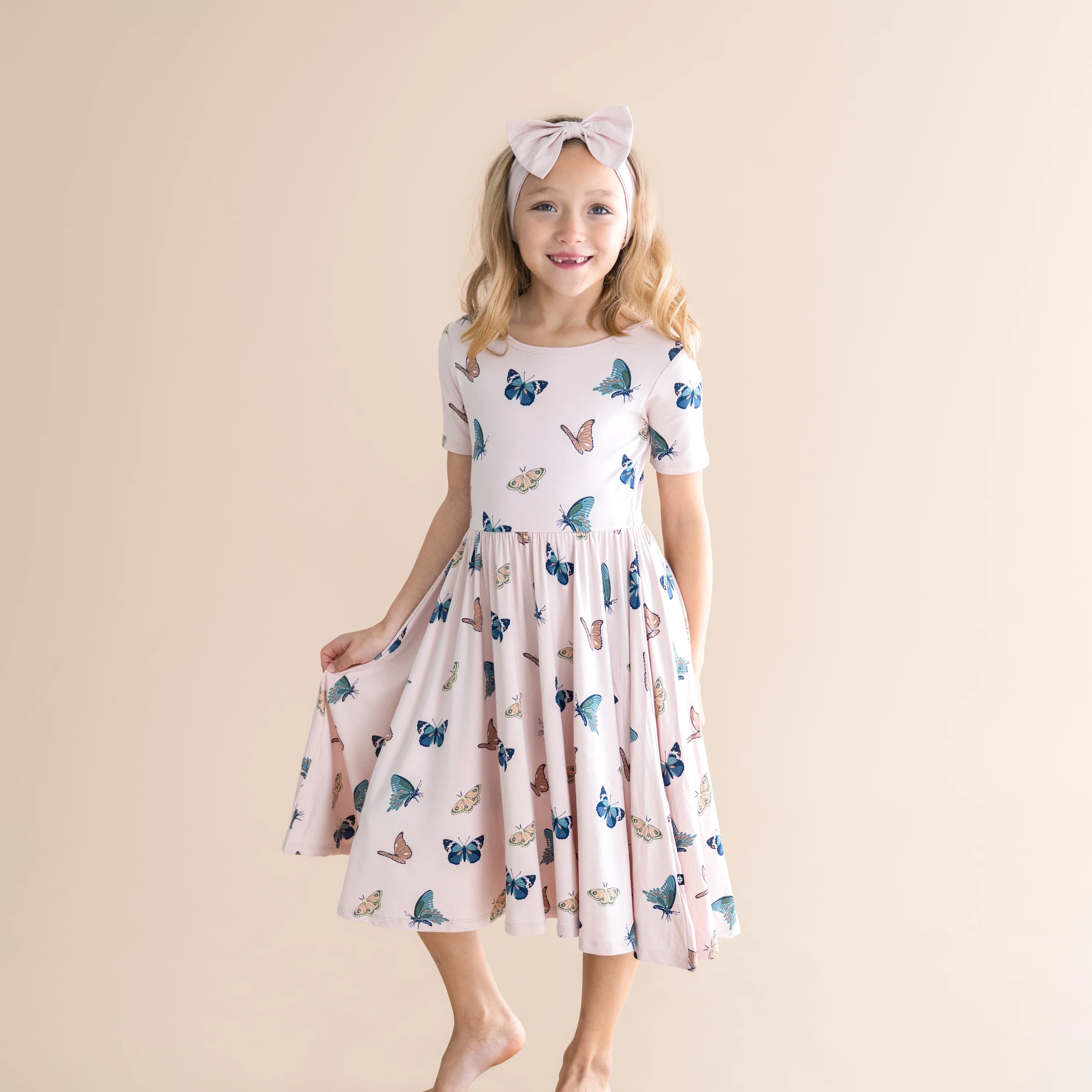 Twirl Dress in Blush Butterfly - Image 4
