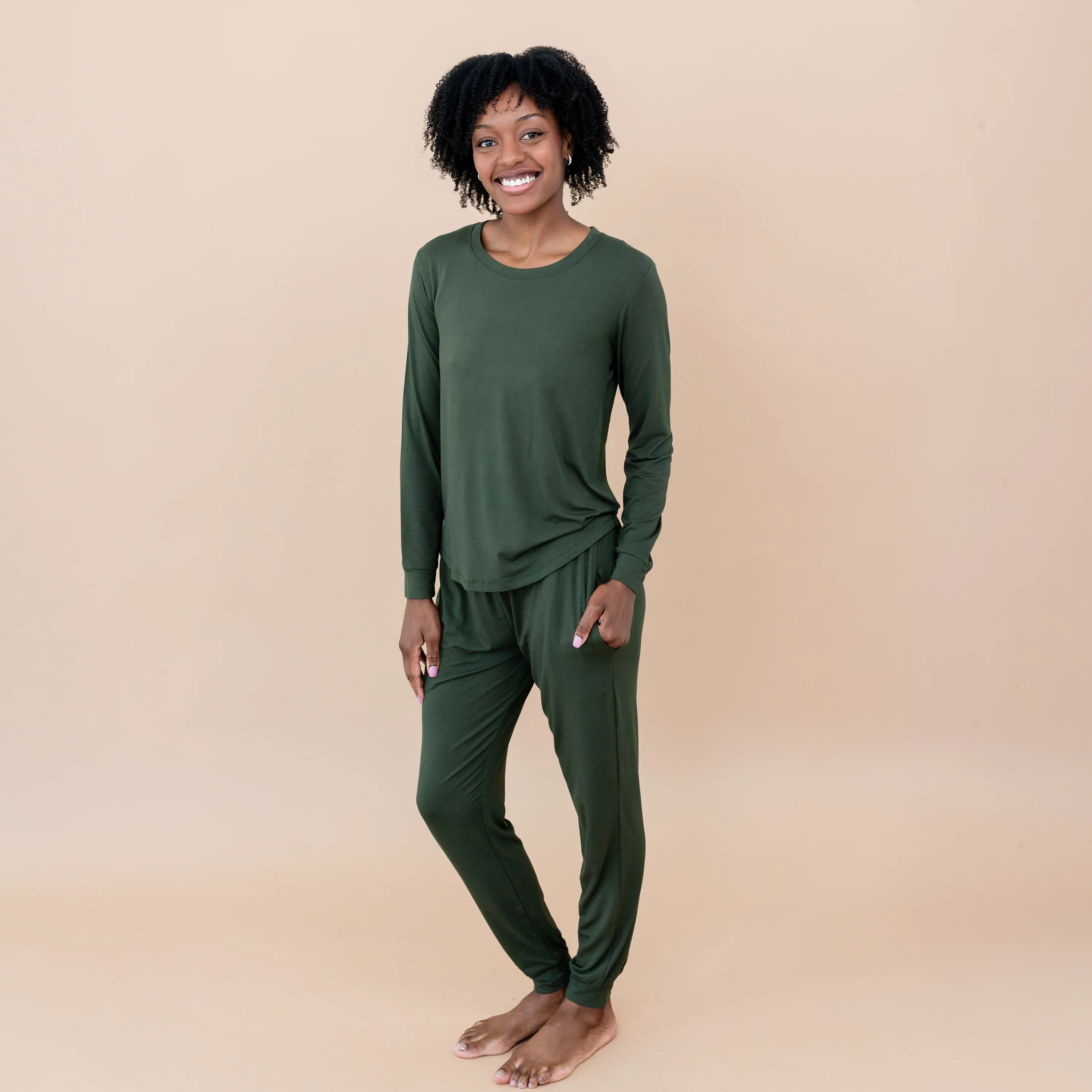 Women's Jogger Pajama Set in Fir - Image 4