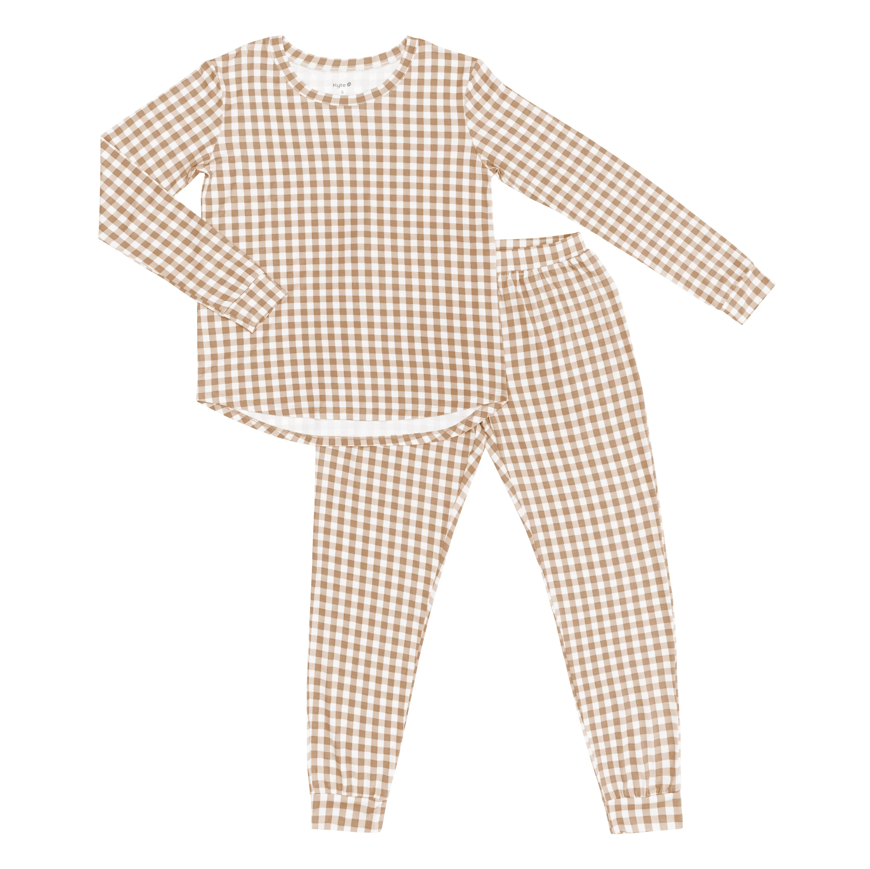 Women's Jogger Pajama Set in Gingham Bisque - Image 2