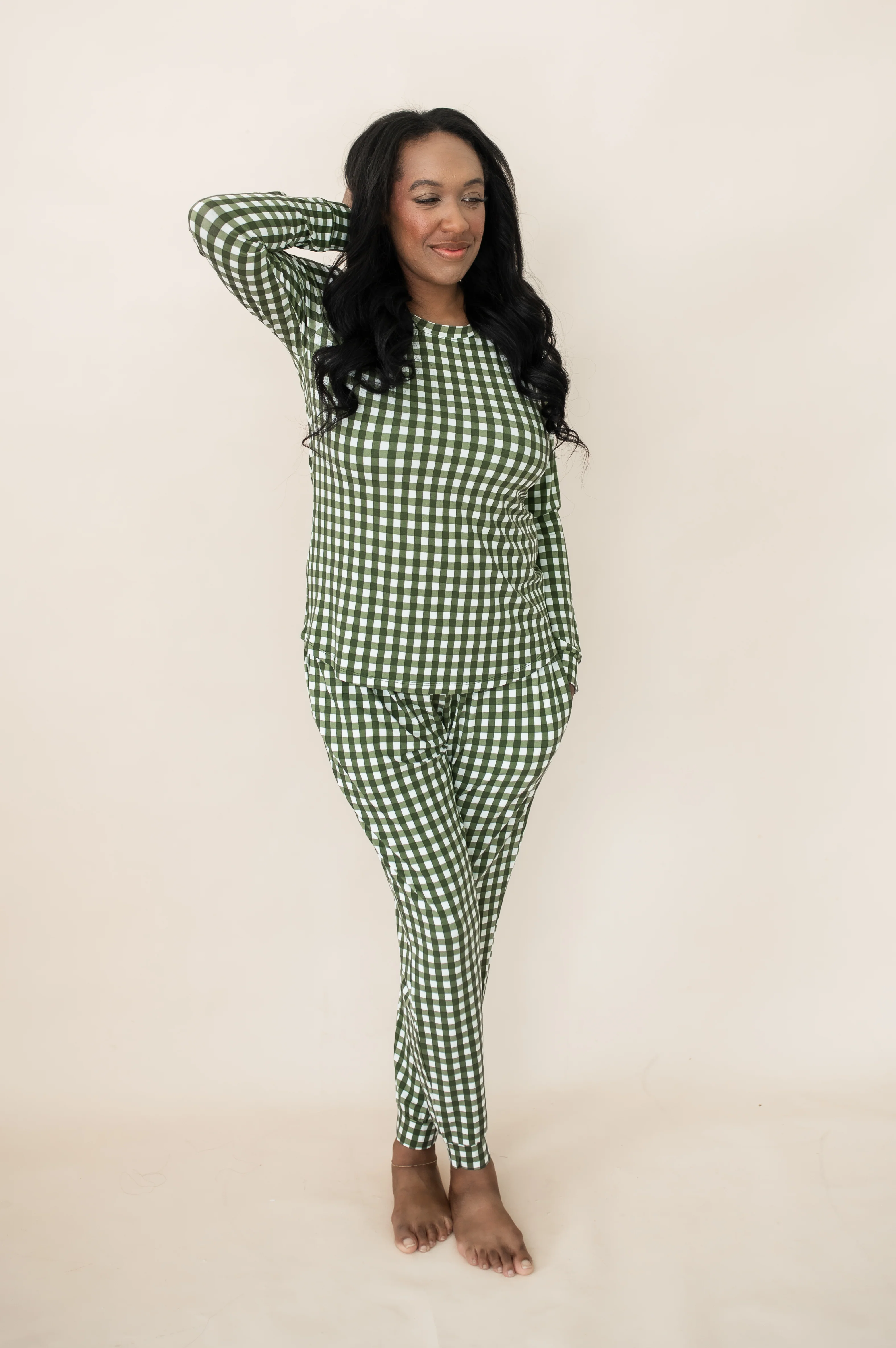 Women's Jogger Pajama Set in Gingham Fir - Image 4