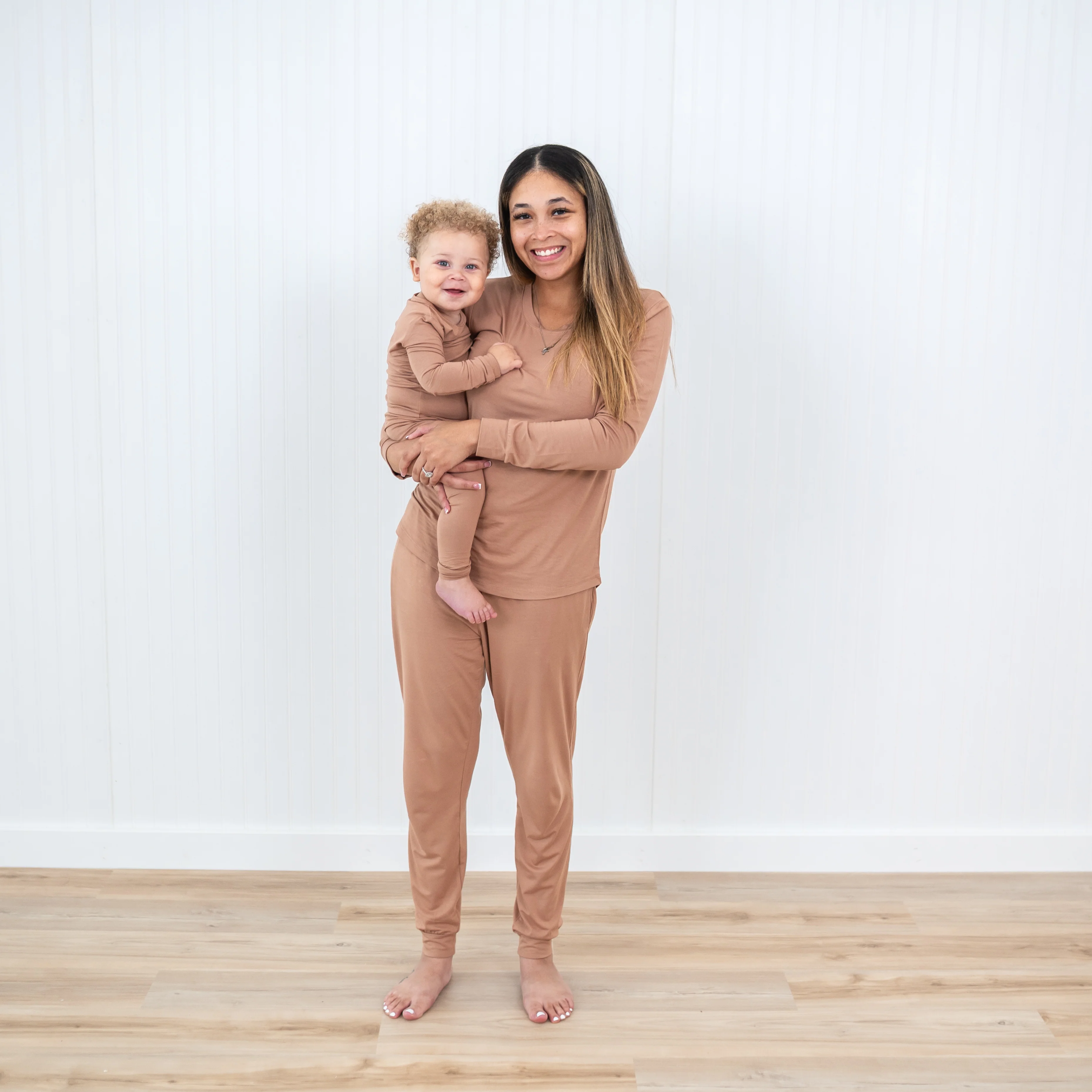 Women's Jogger Pajama Set in Latte - Image 2