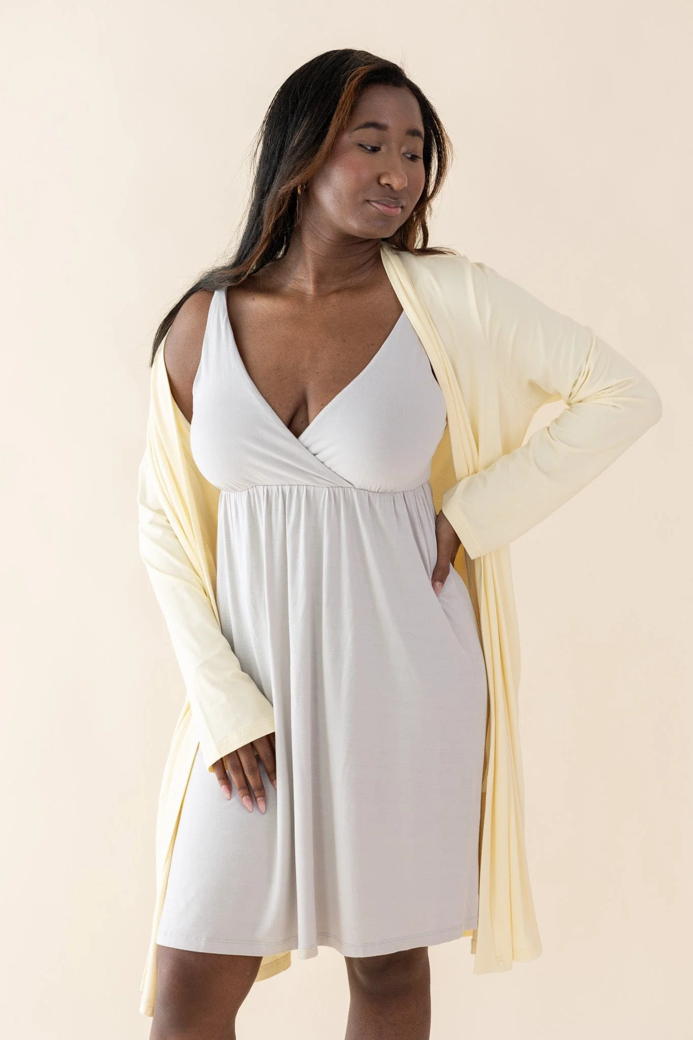 Women's Lounge Robe in Chamomile - Image 4