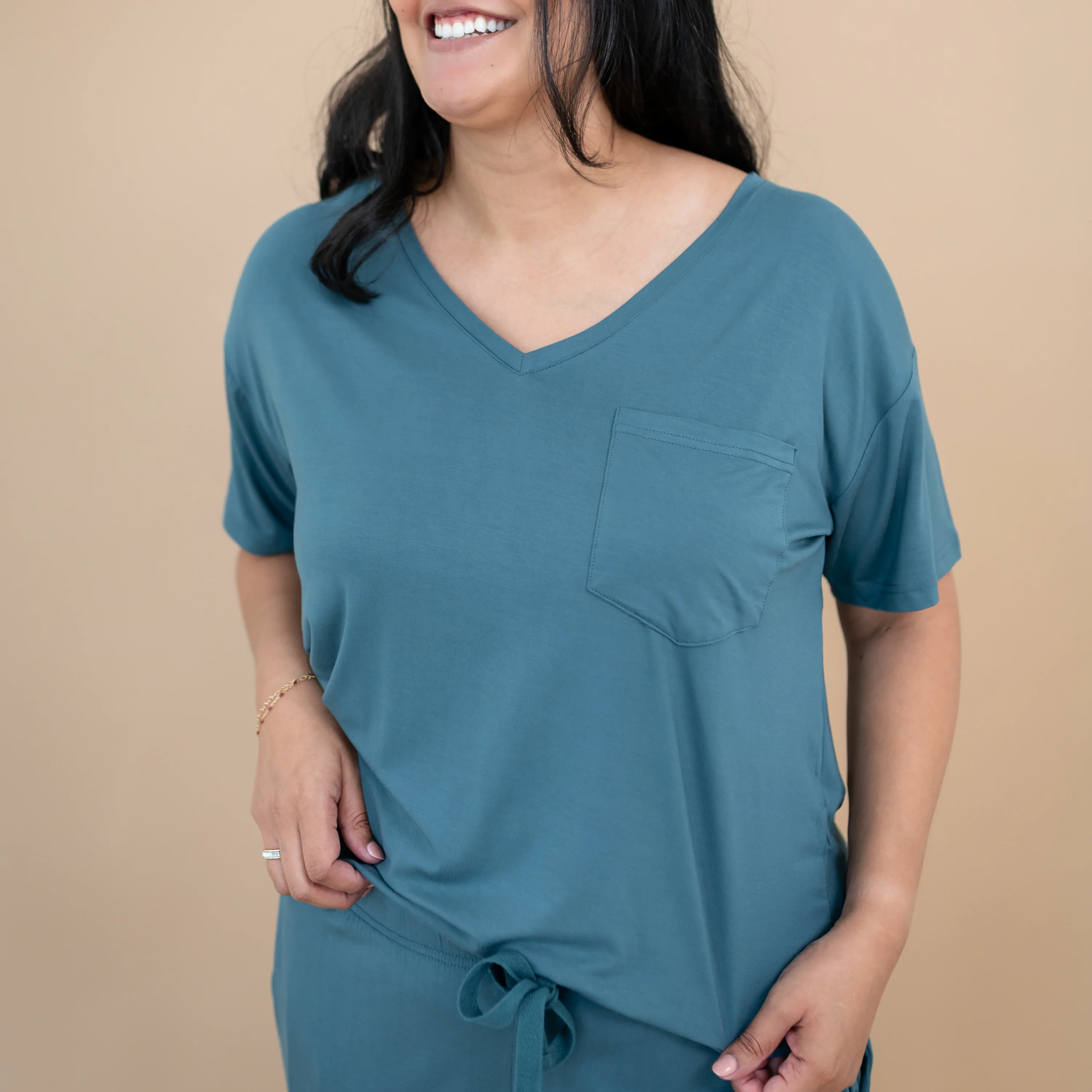 Women’s Relaxed Fit V-Neck in Atlantic - Image 3