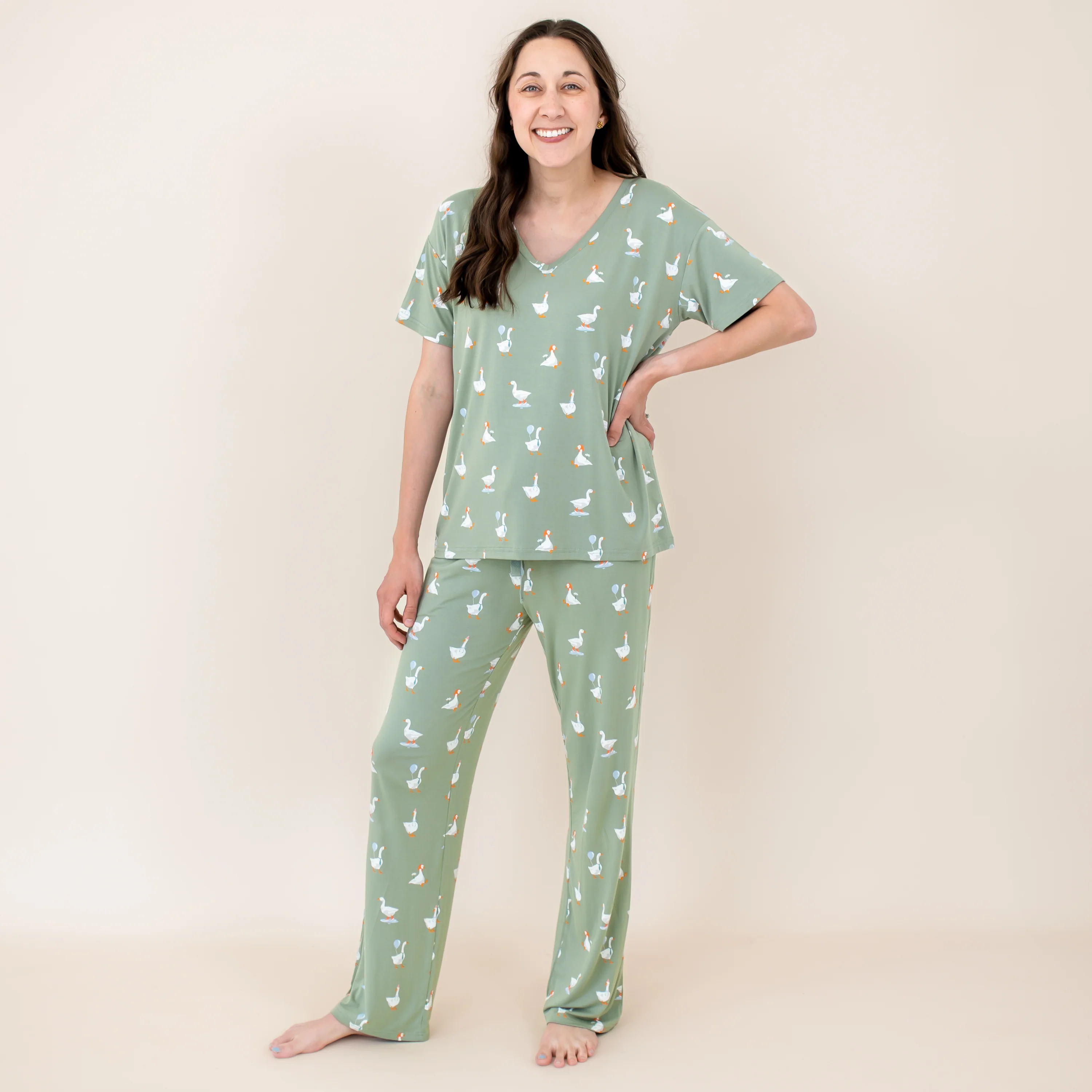 Women's Relaxed Fit V-Neck in Silly Goose - Image 5