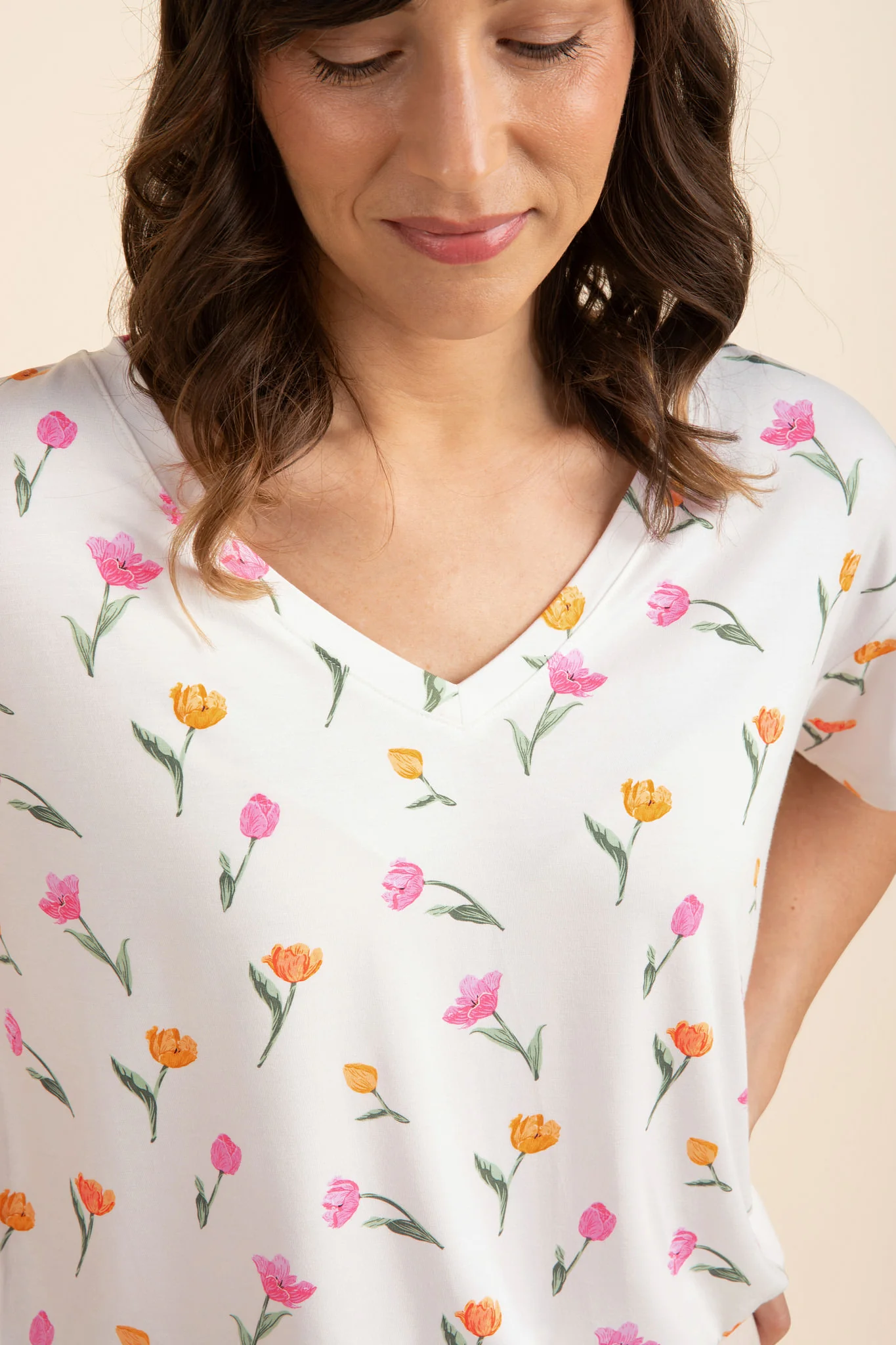Women's Relaxed Fit V-Neck in Tulip - Image 2