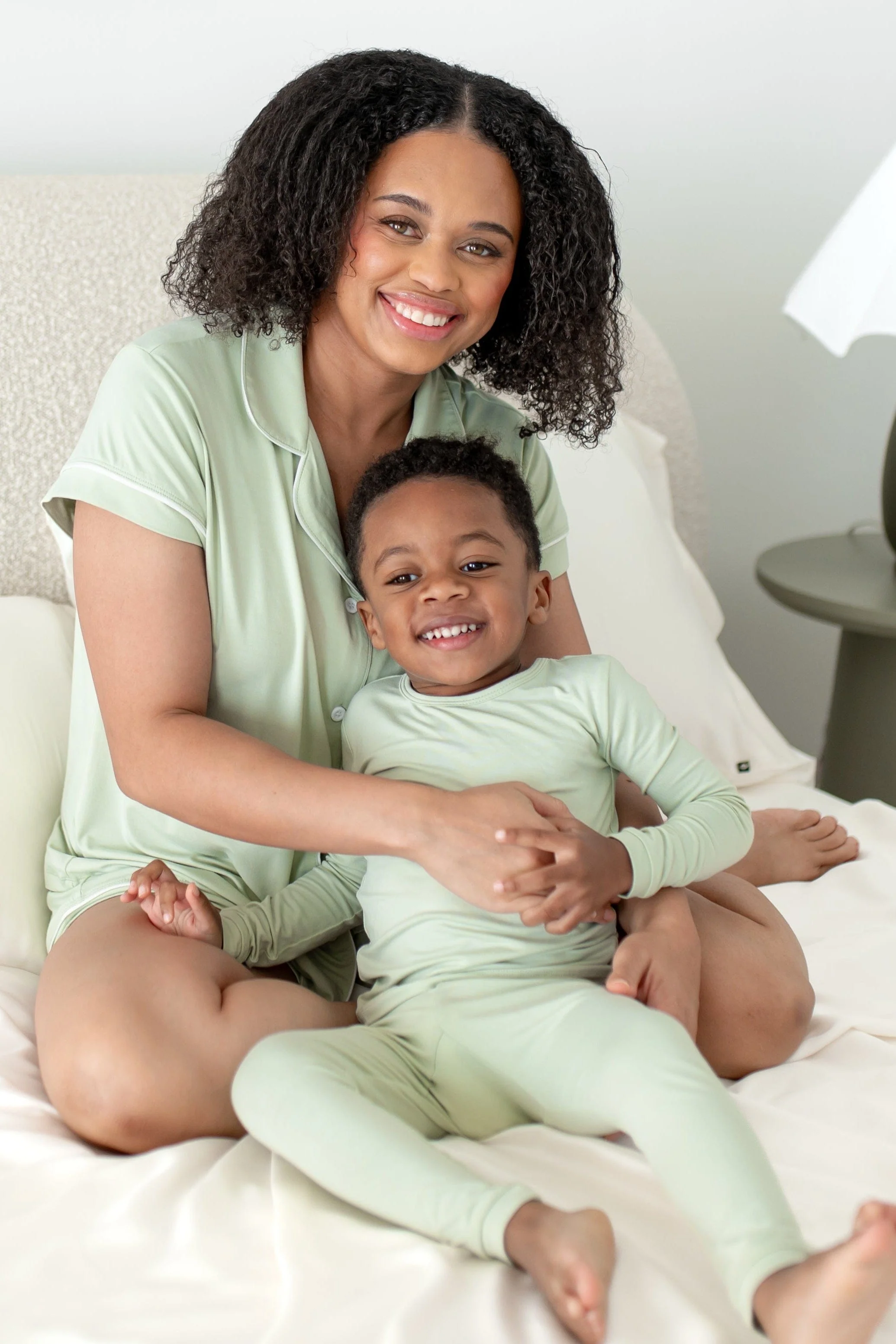 Women's Short Sleeve Pajama Set in Basil - Image 3