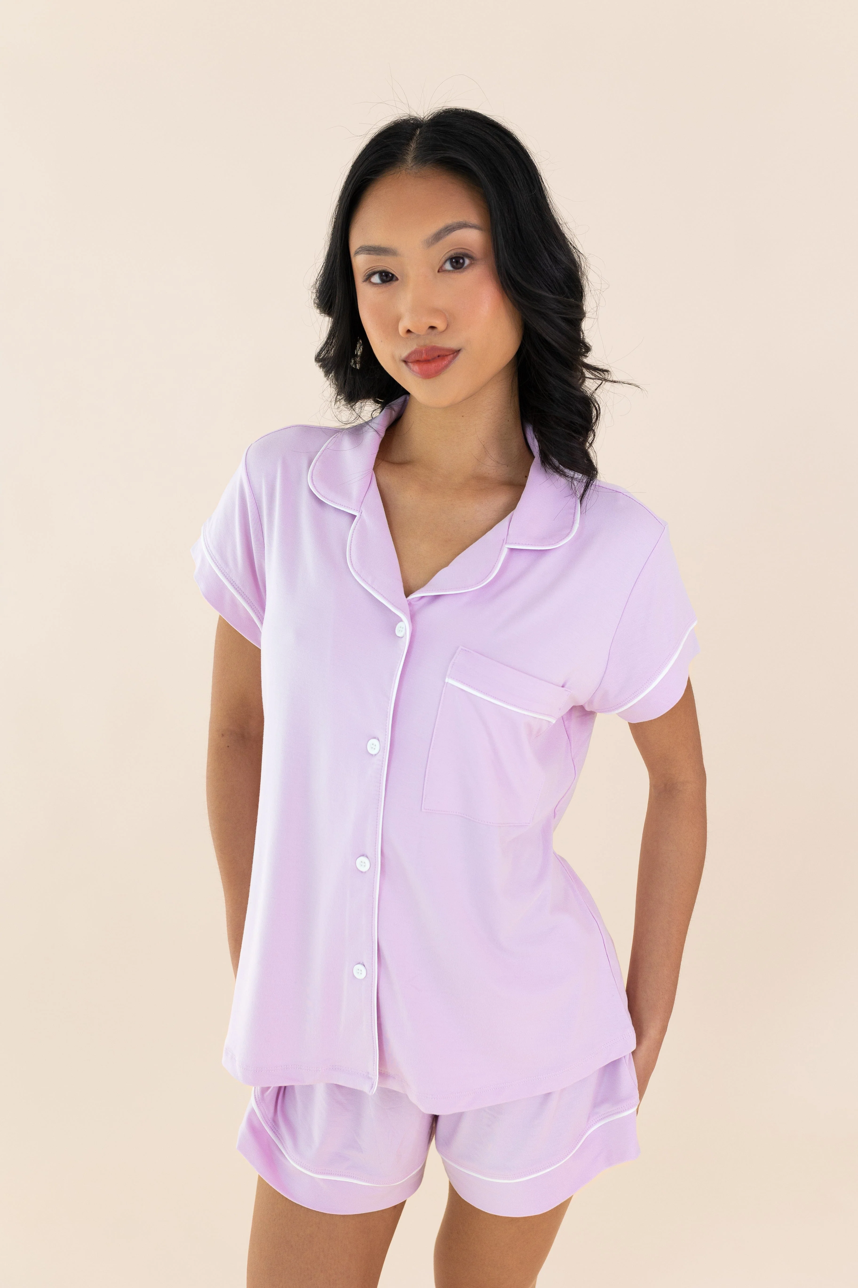 Women's Short Sleeve Pajama Set in Thistle - Image 5