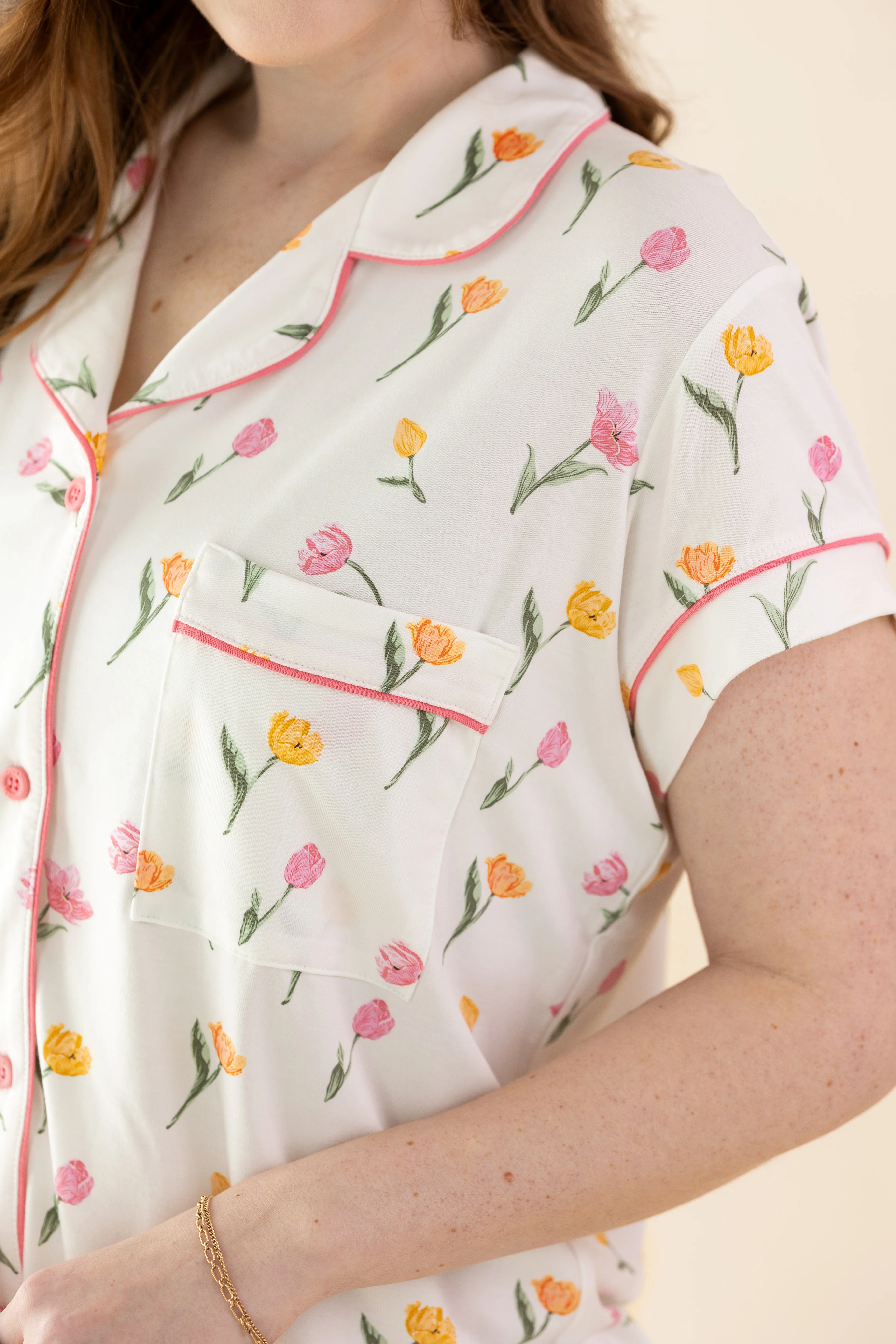 Women's Short Sleeve Pajama Set in Tulip - Image 2