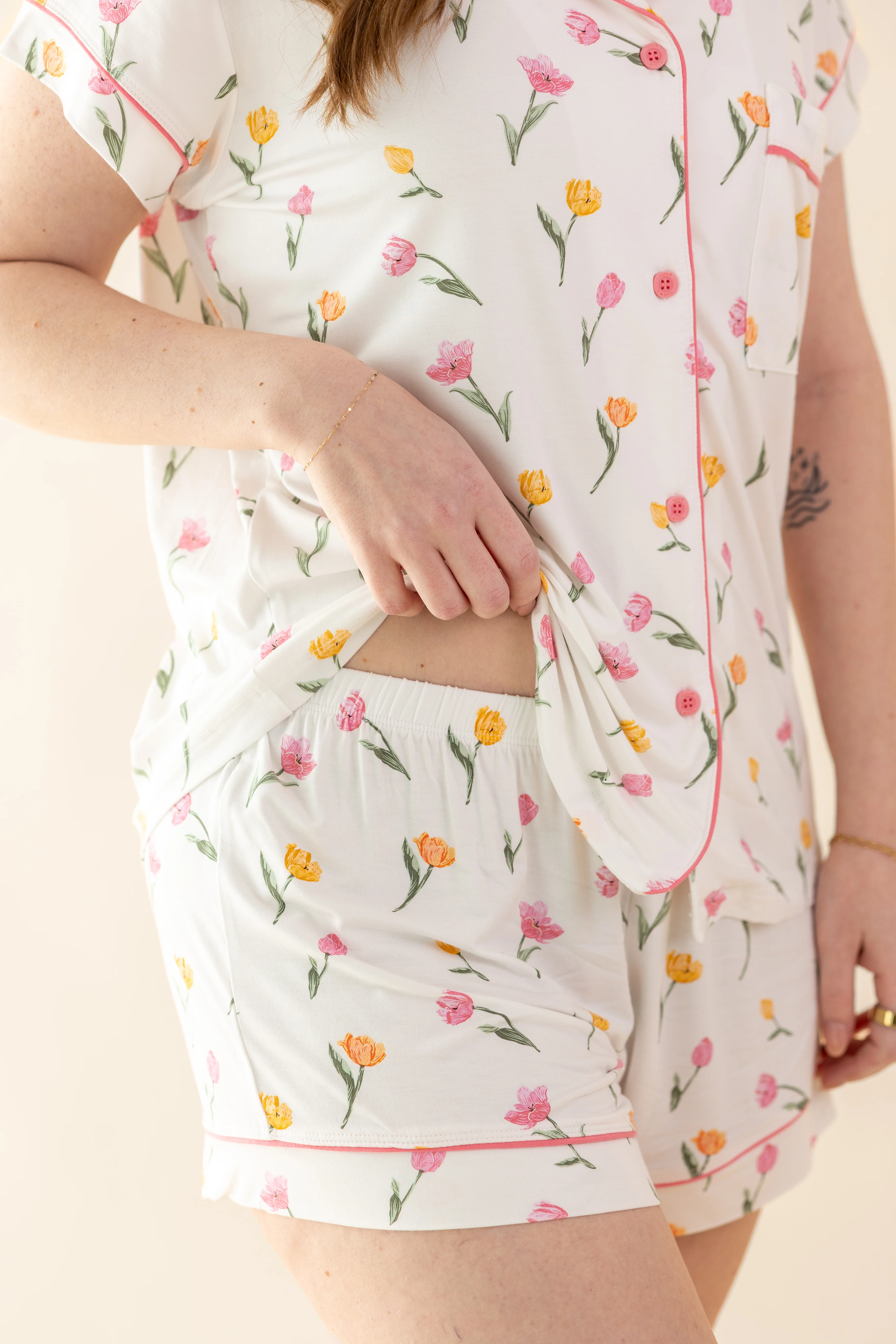Women's Short Sleeve Pajama Set in Tulip - Image 3