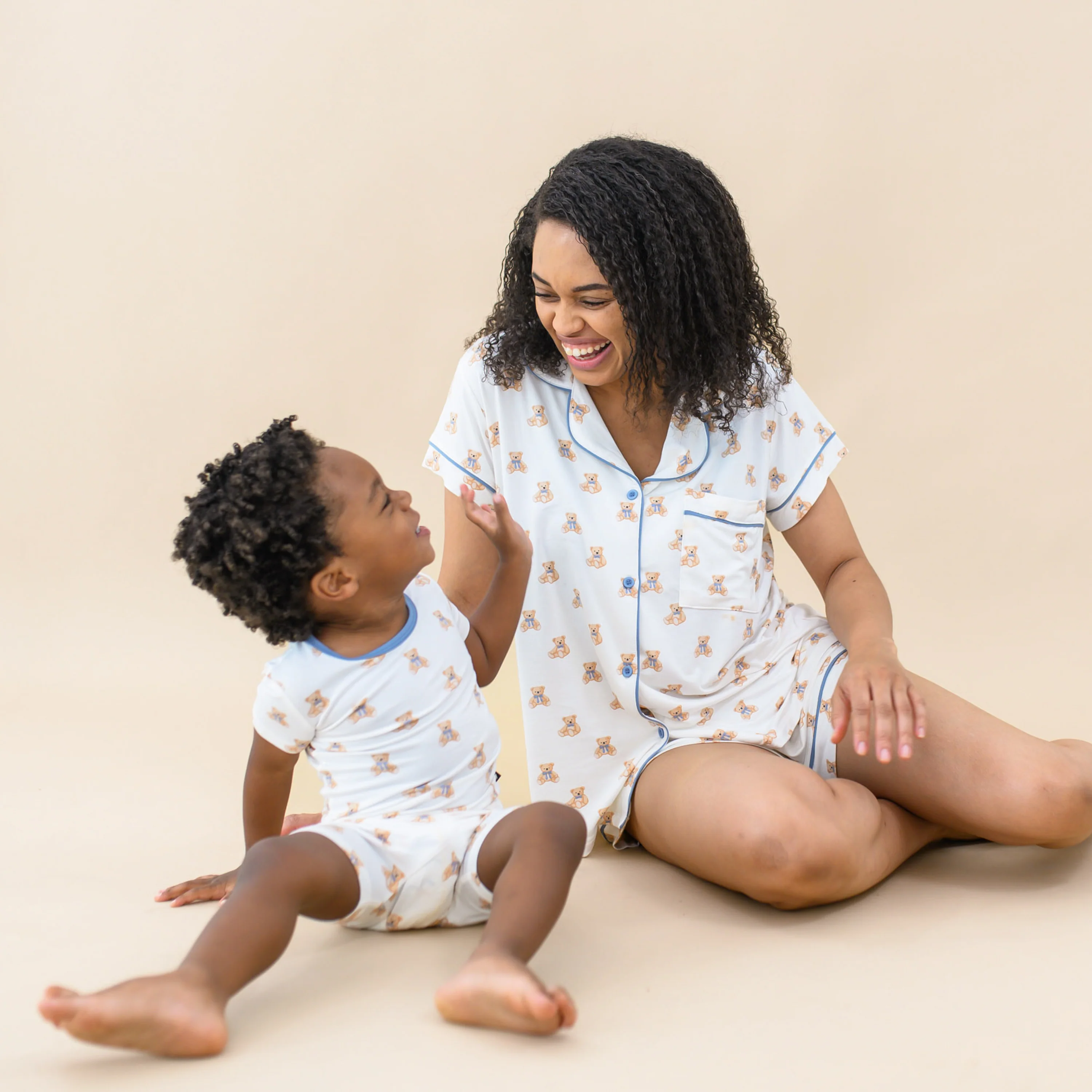 Women’s Short Sleeve Pajama Set in Teddy Bear - Image 2