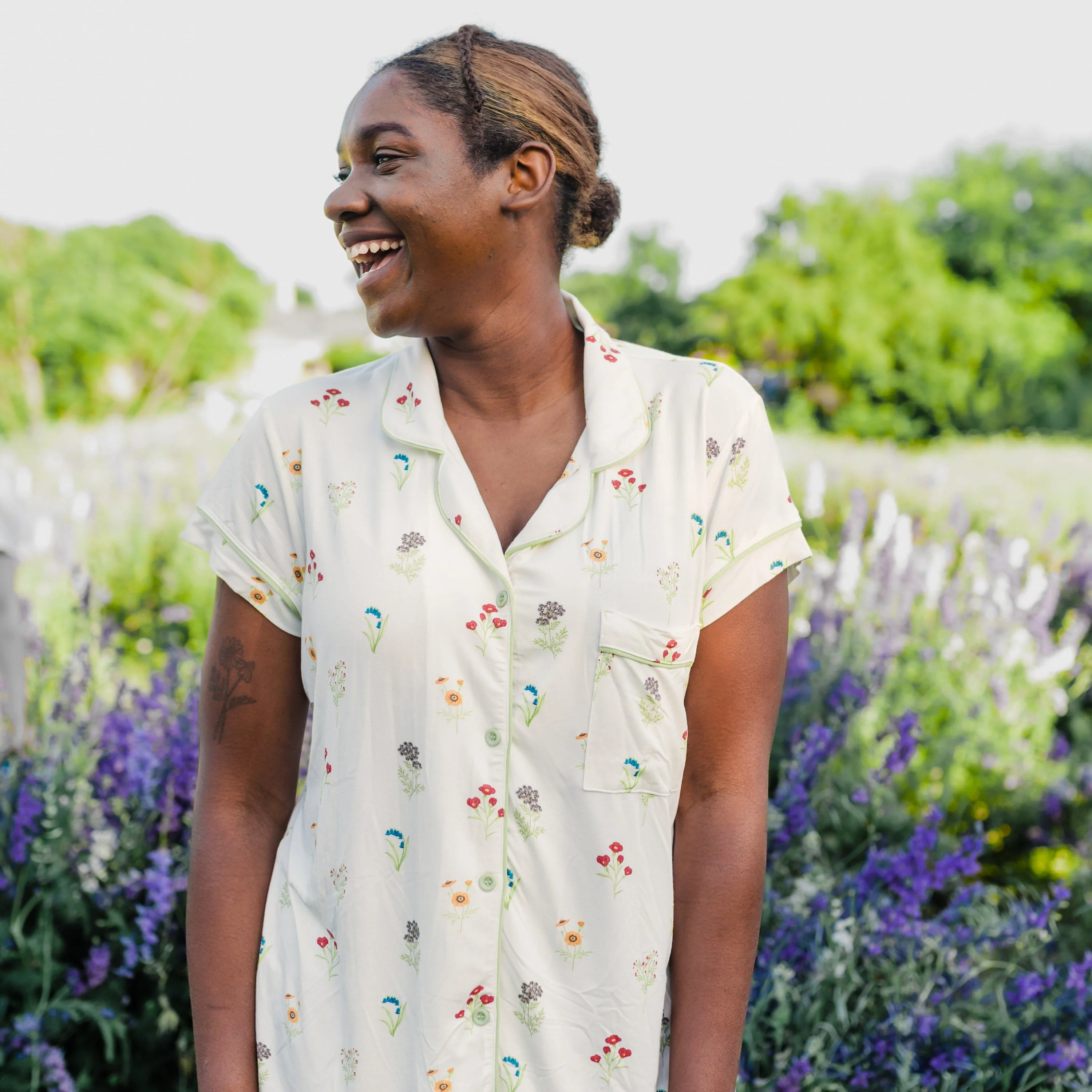 Women’s Short Sleeve Pajama Set in Wildflower - Image 2