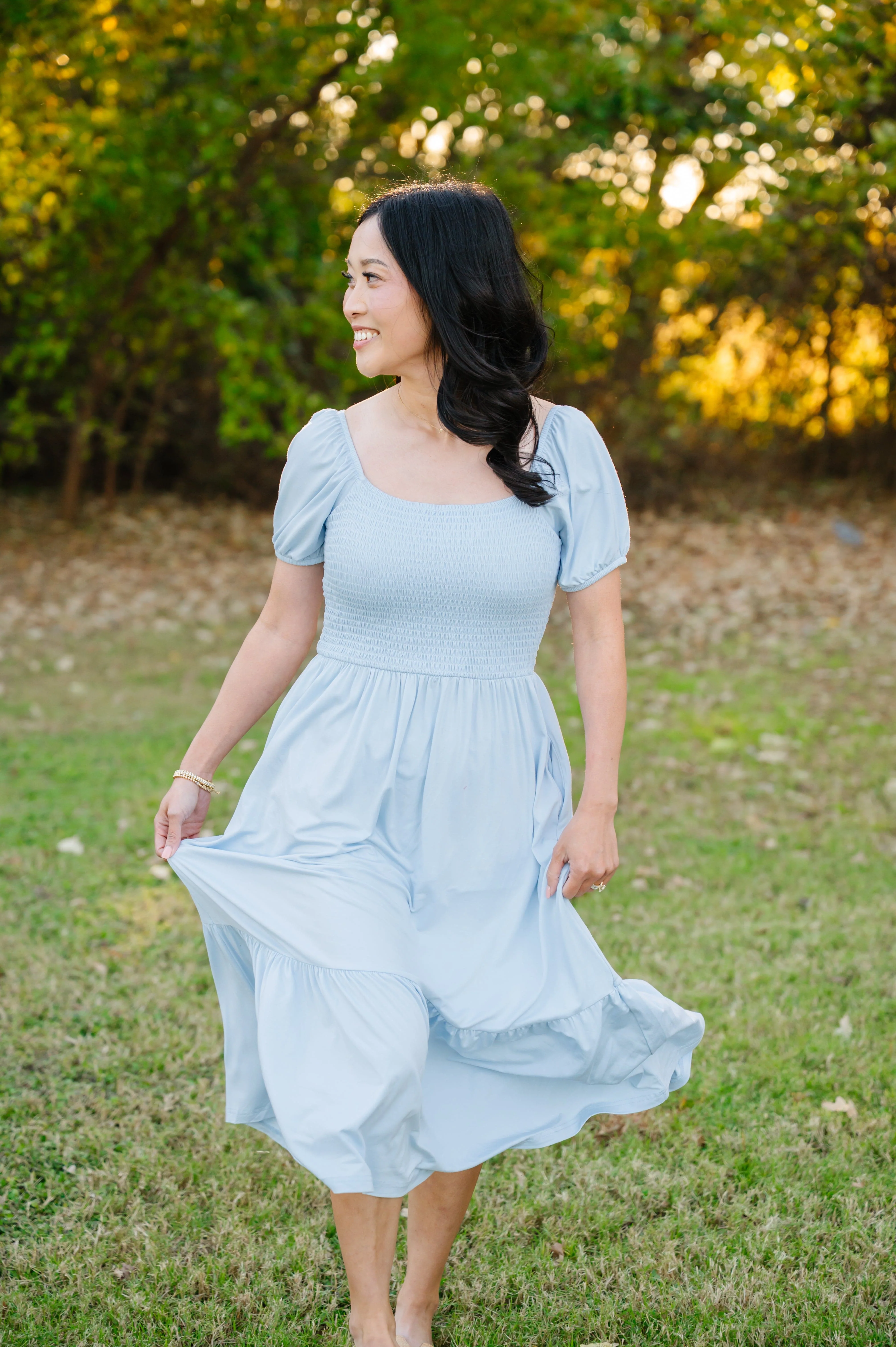 Women’s Smocked Dress in Breeze - Image 4