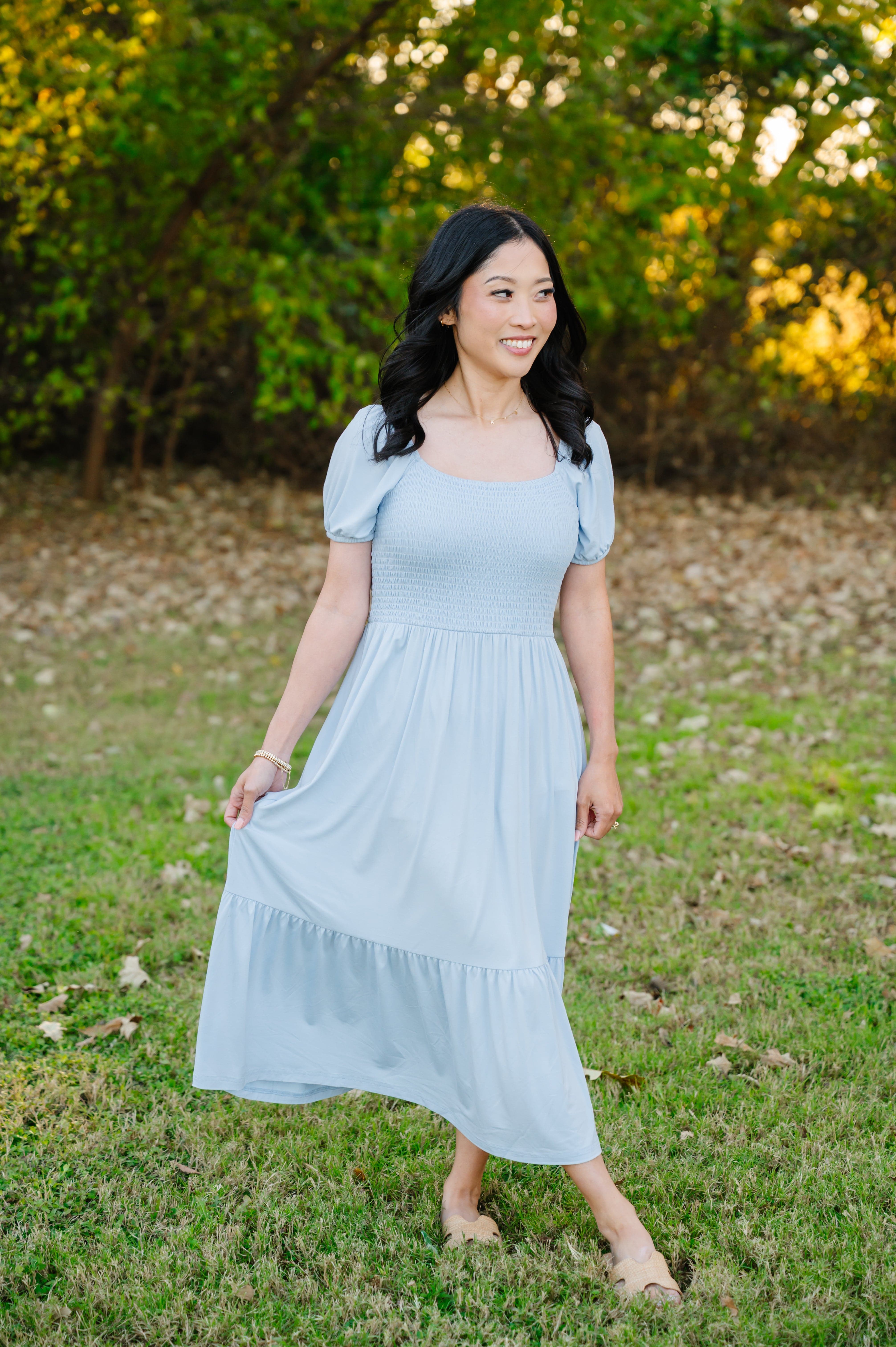 Women’s Smocked Dress in Breeze - Image 5