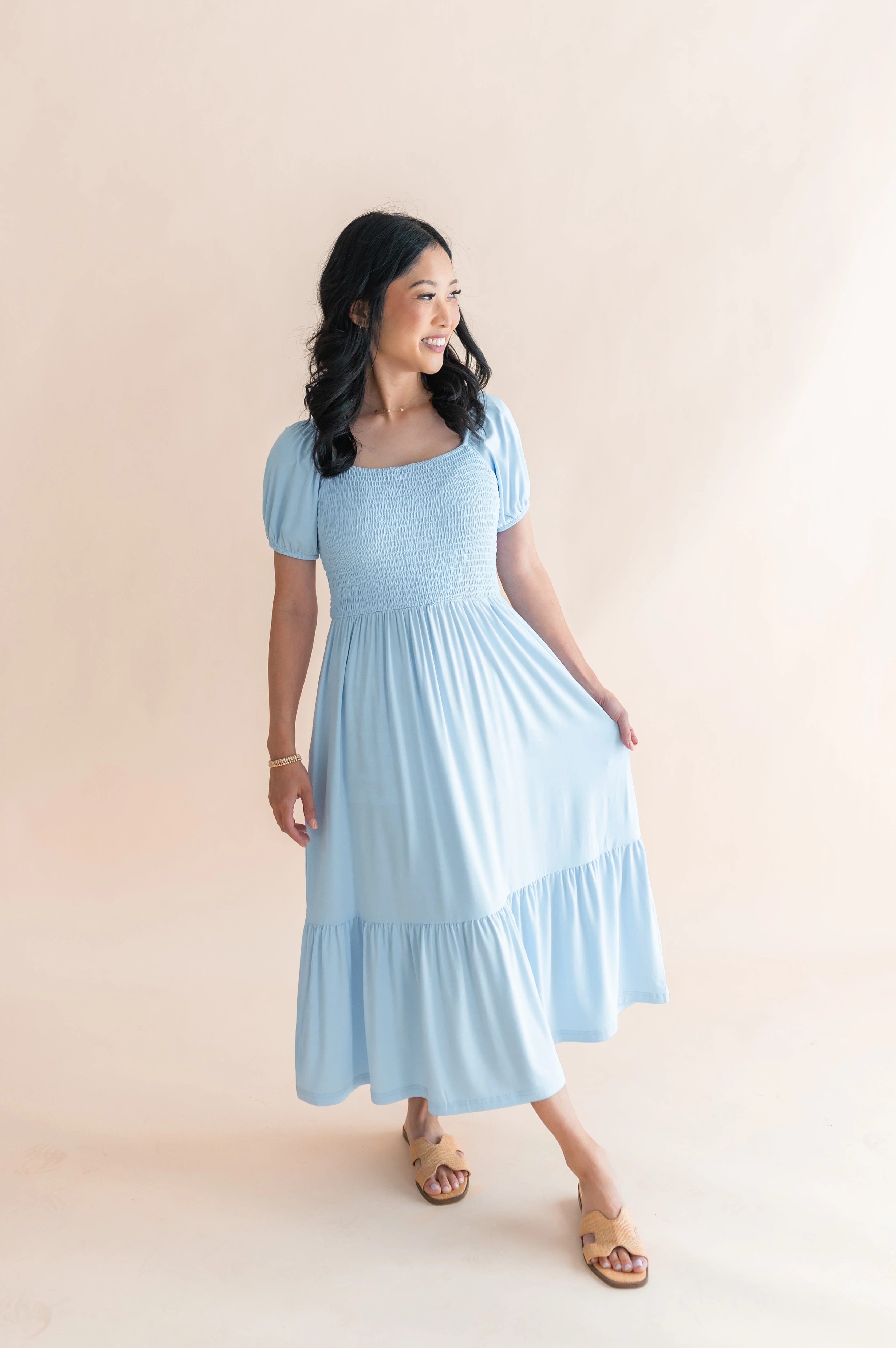 Women’s Smocked Dress in Breeze - Image 6