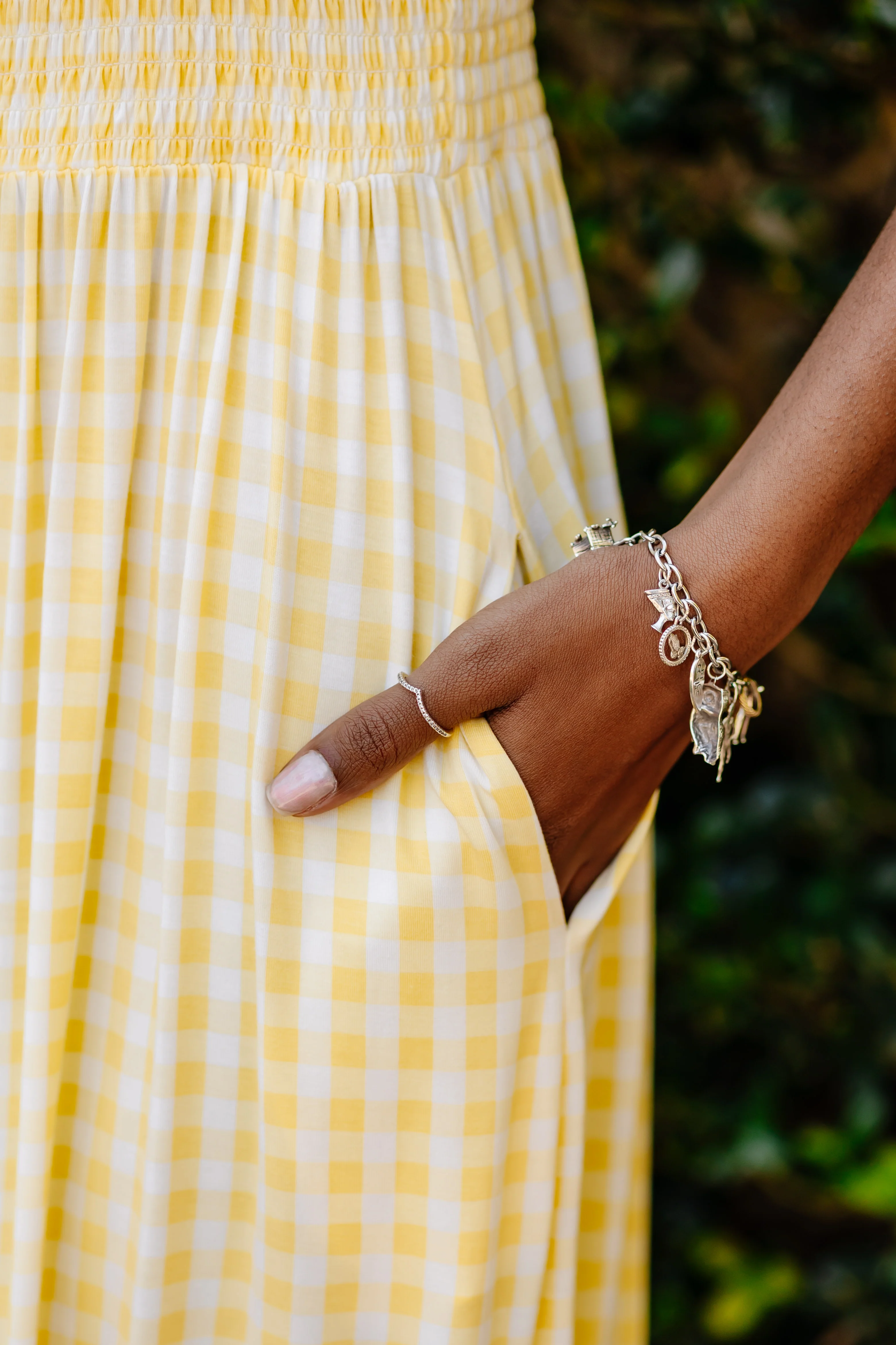 Women’s Smocked Dress in Gingham Chamomile - Image 4