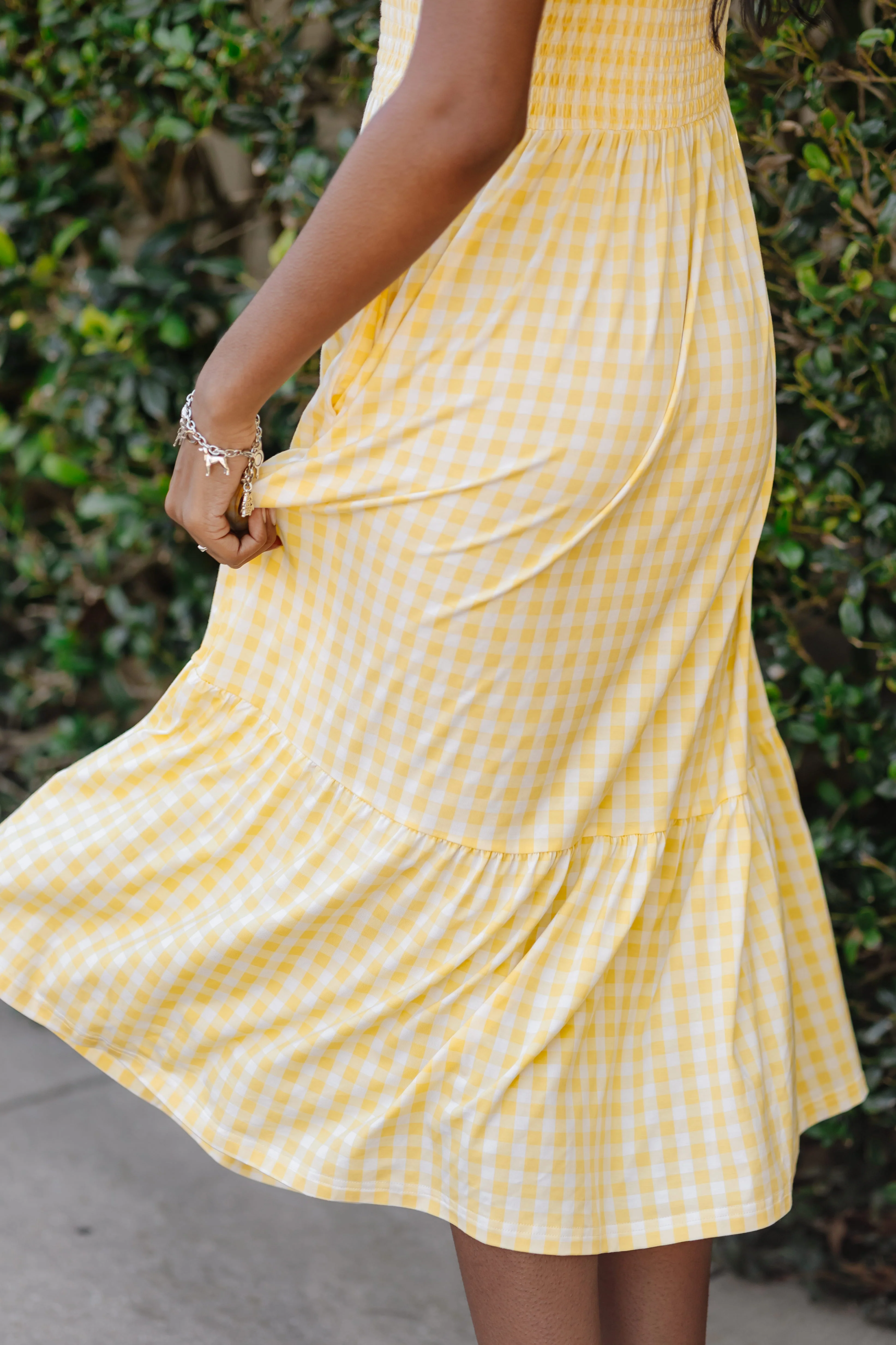 Women’s Smocked Dress in Gingham Chamomile - Image 5
