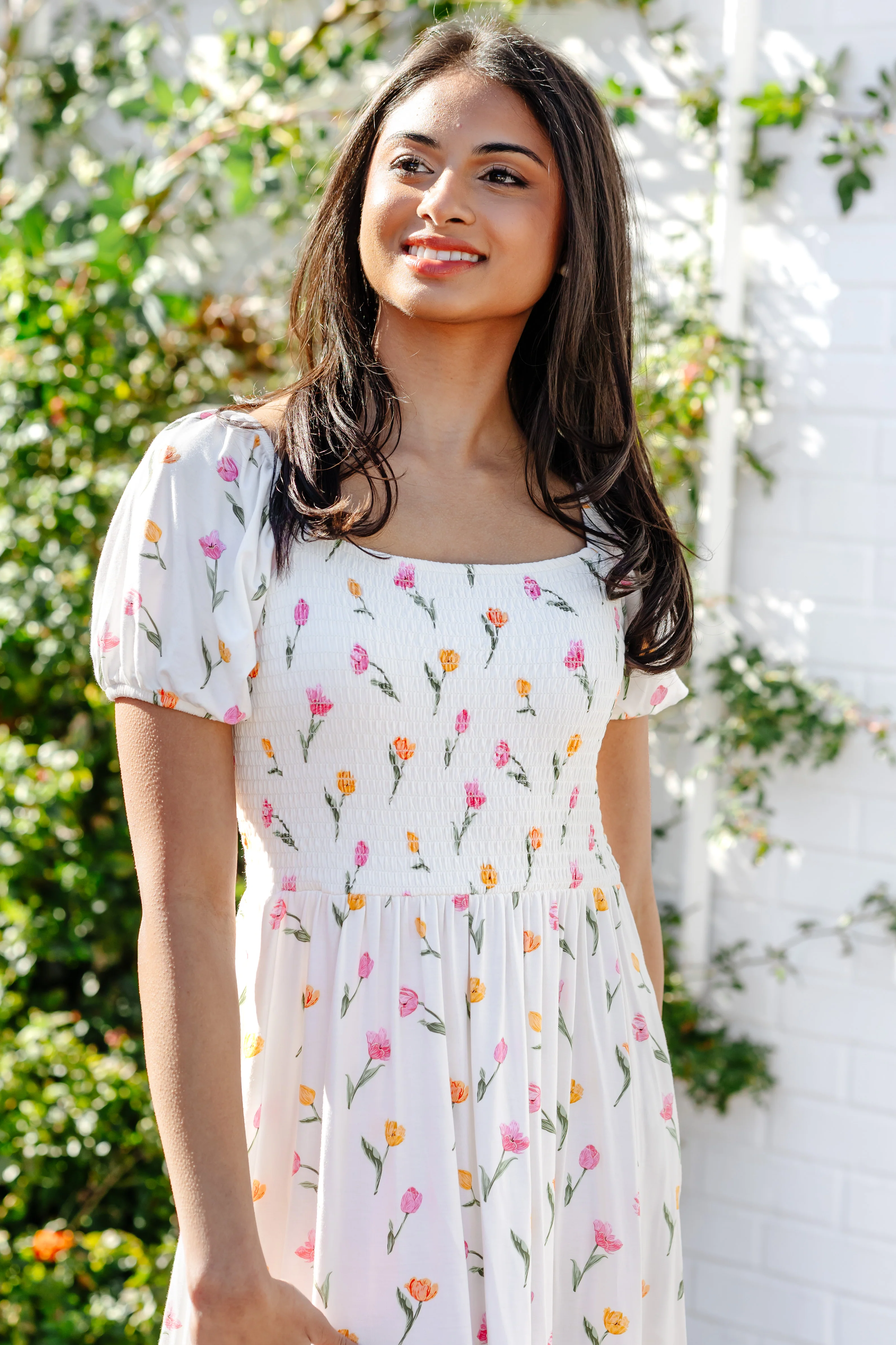Women’s Smocked Dress in Tulip - Image 3