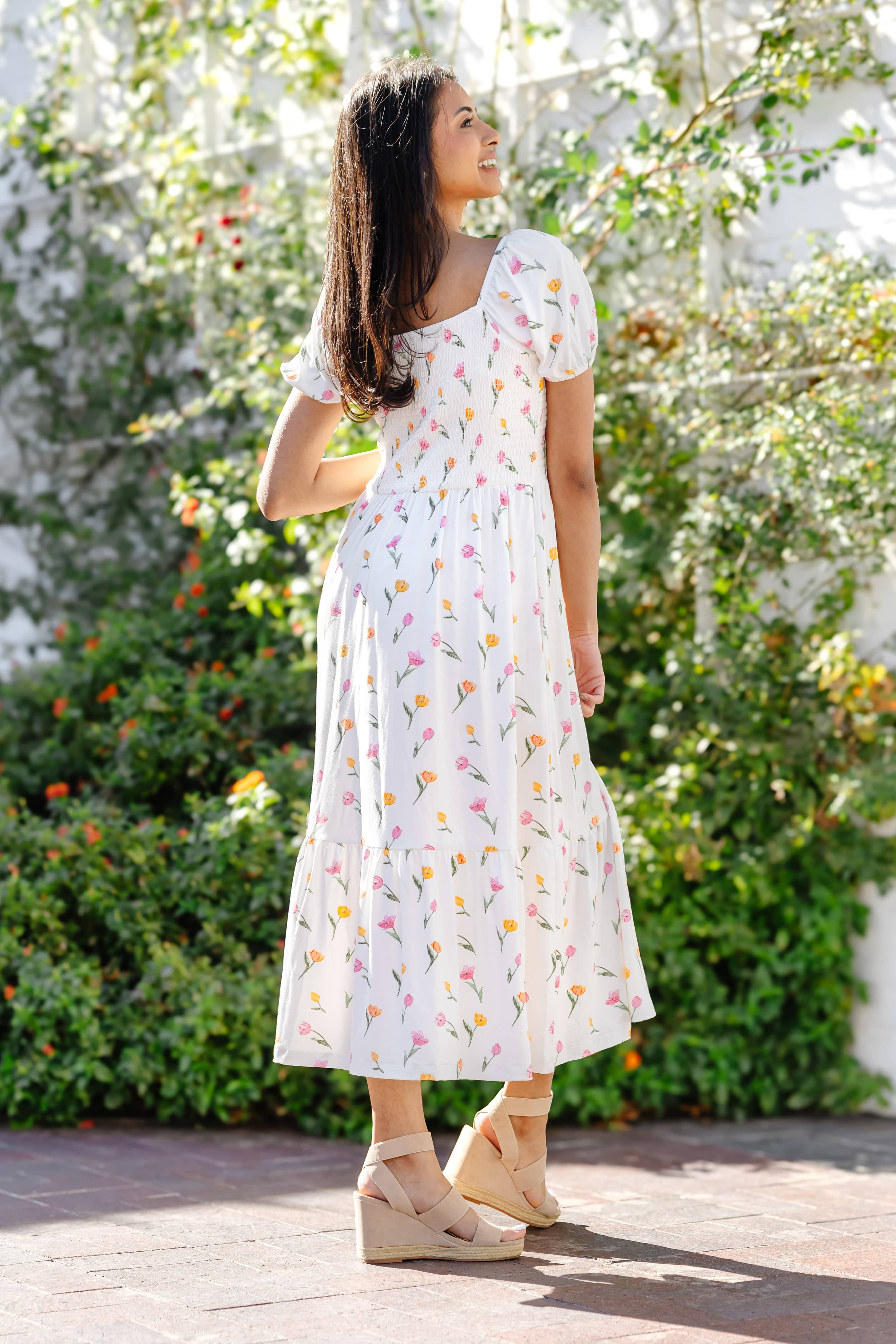 Women’s Smocked Dress in Tulip - Image 6