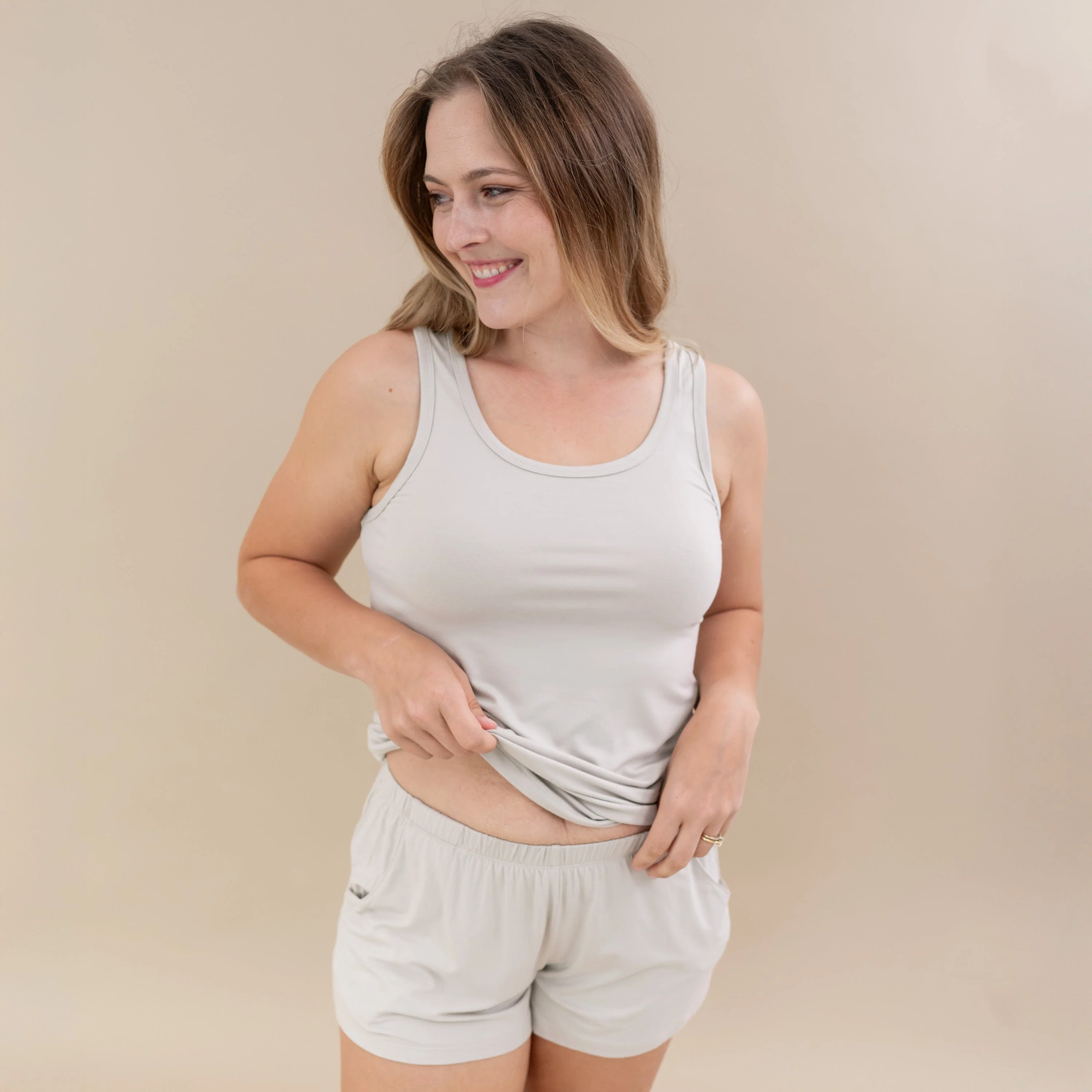 Women’s Tank Set in Oat - Image 3