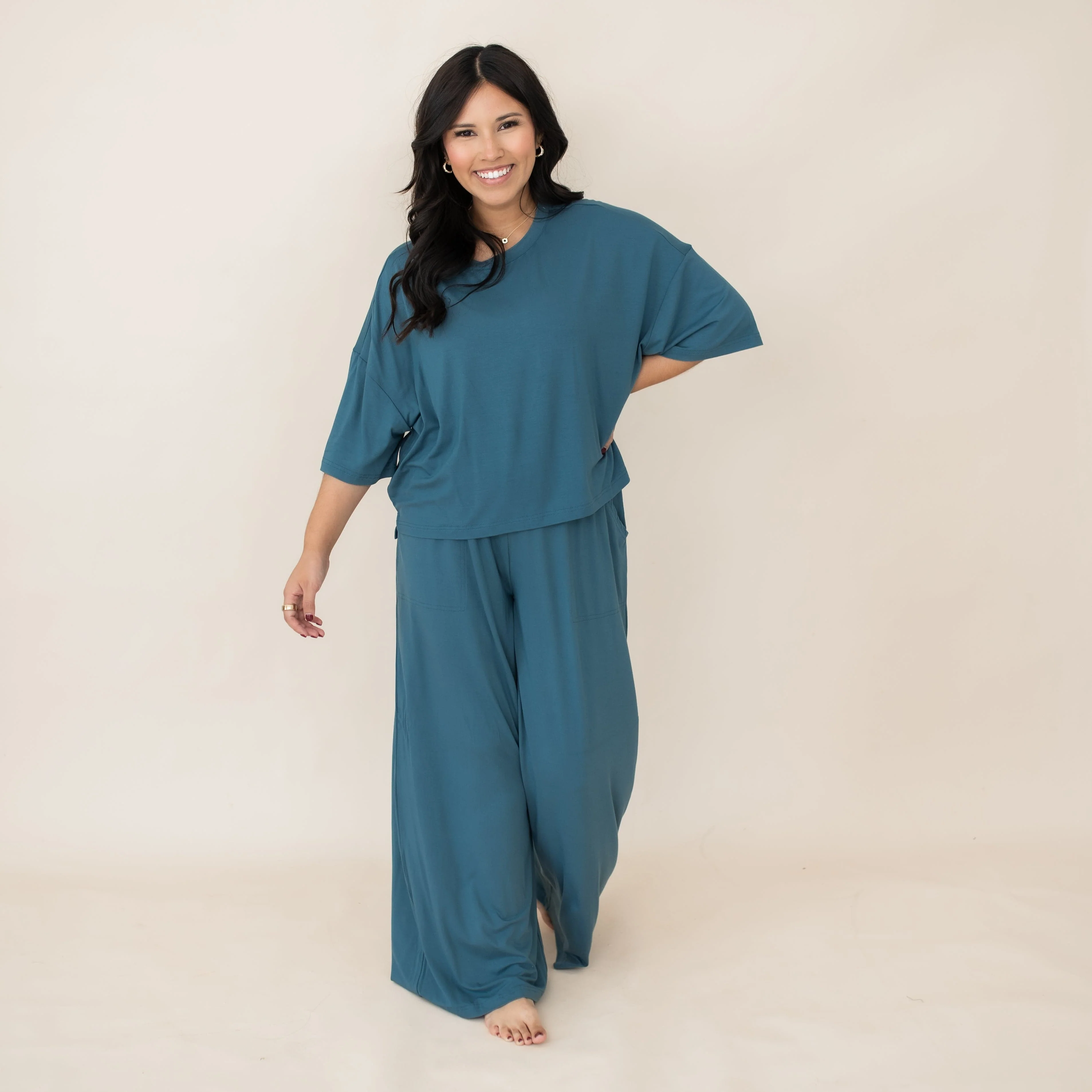 Women's Wide Leg Pant Set in Atlantic - Image 3
