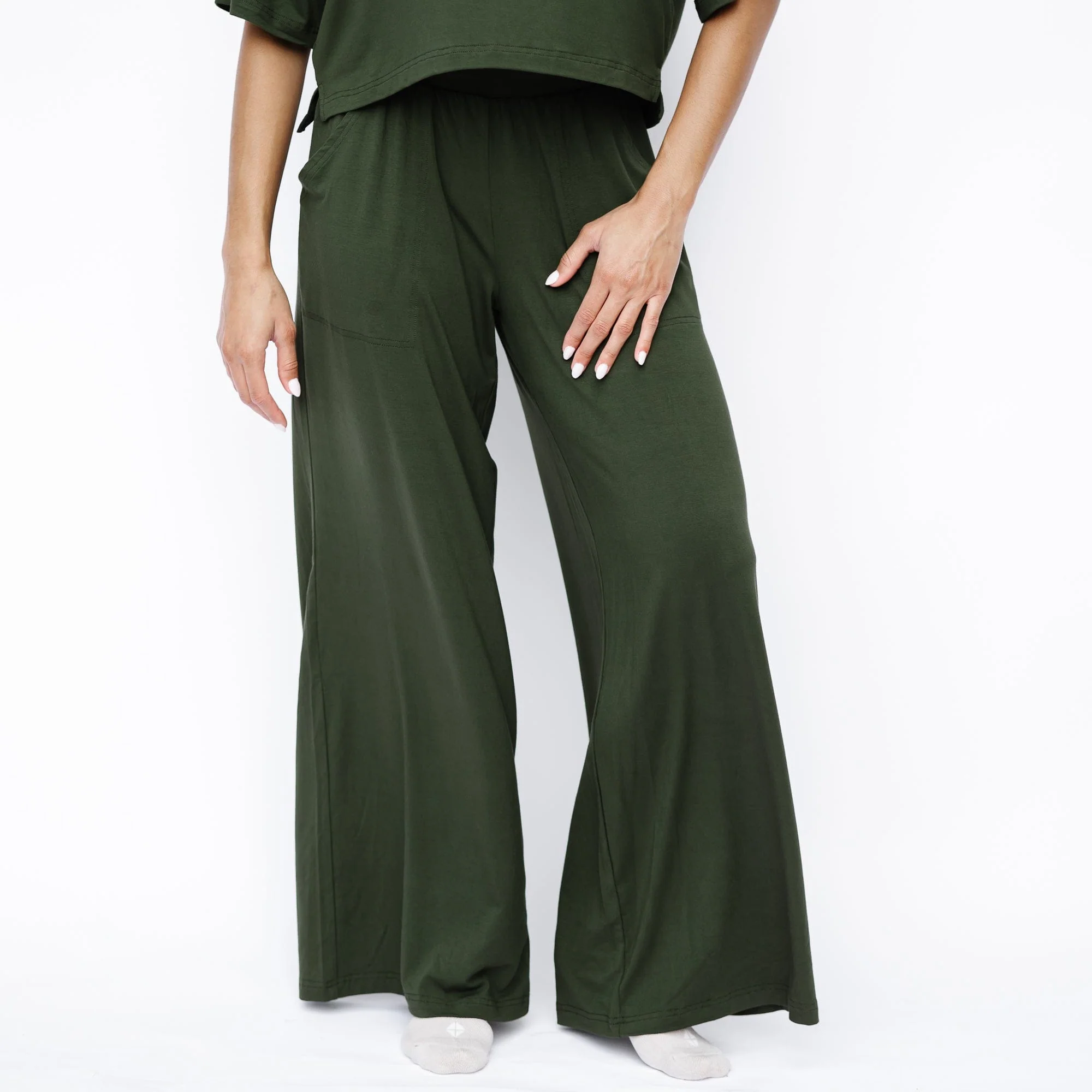 Women's Wide Leg Pant Set in Fir - Image 3