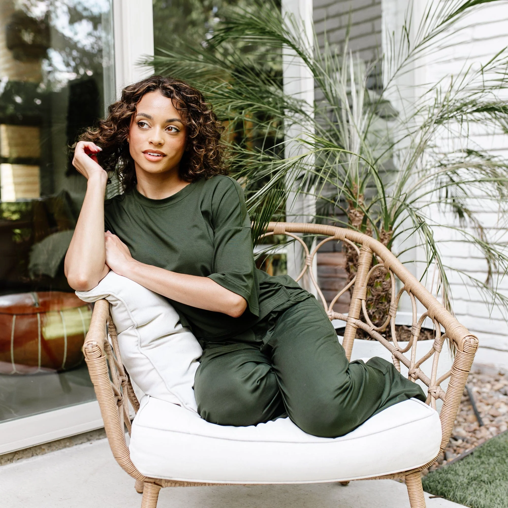 Women's Wide Leg Pant Set in Fir - Image 4