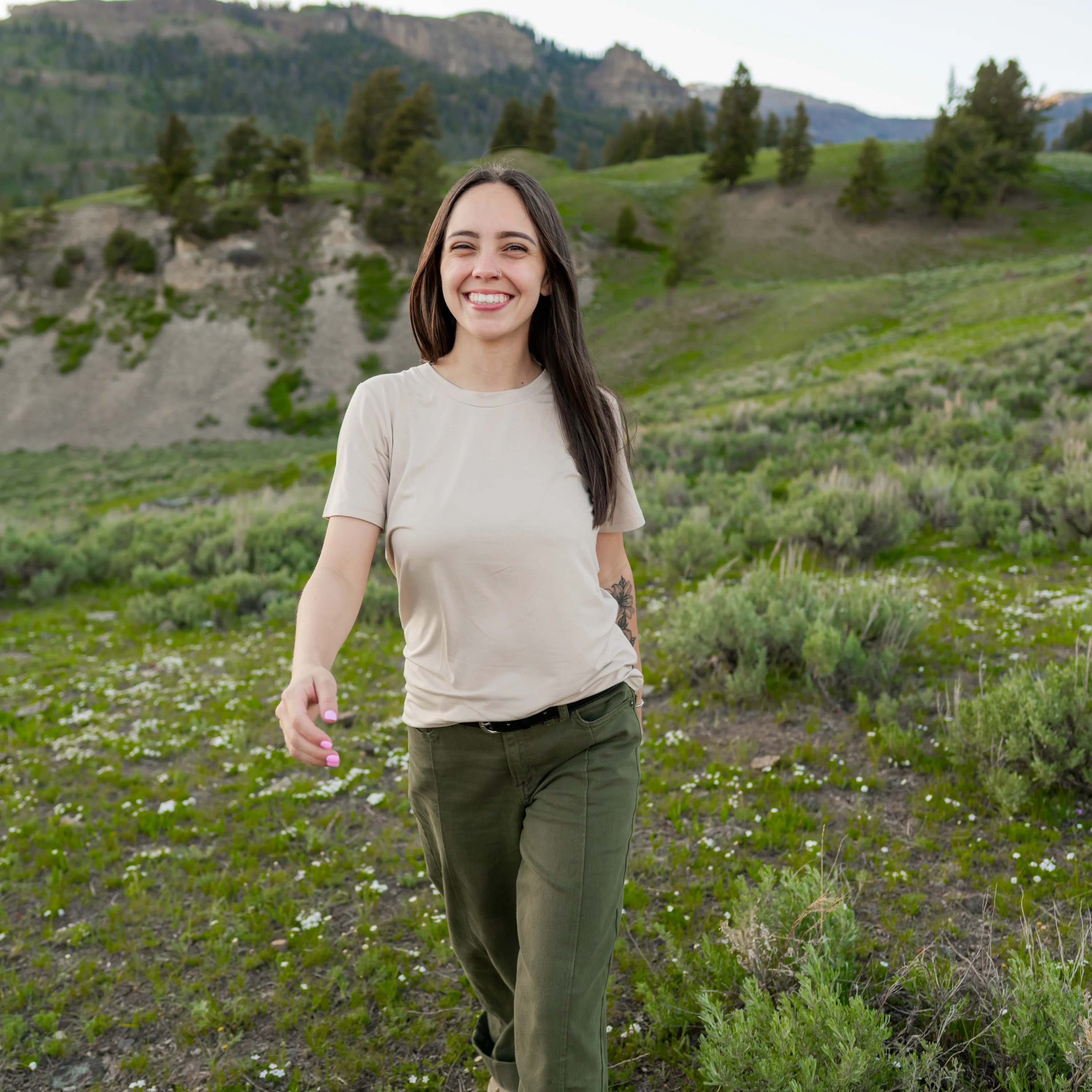 Women's Crew Neck Tee in Bisque - Image 4