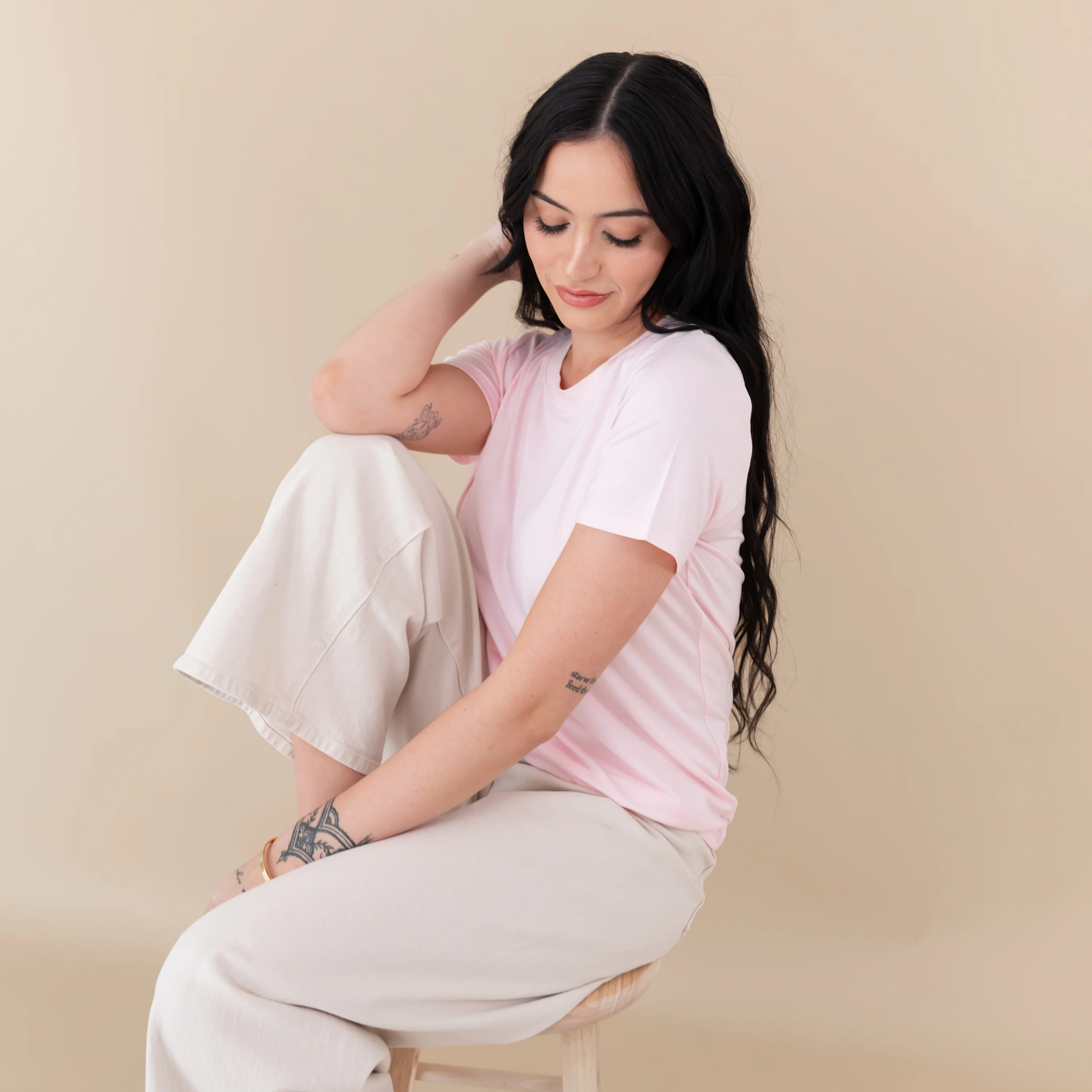 Women's Crew Neck Tee in Sakura - Image 3