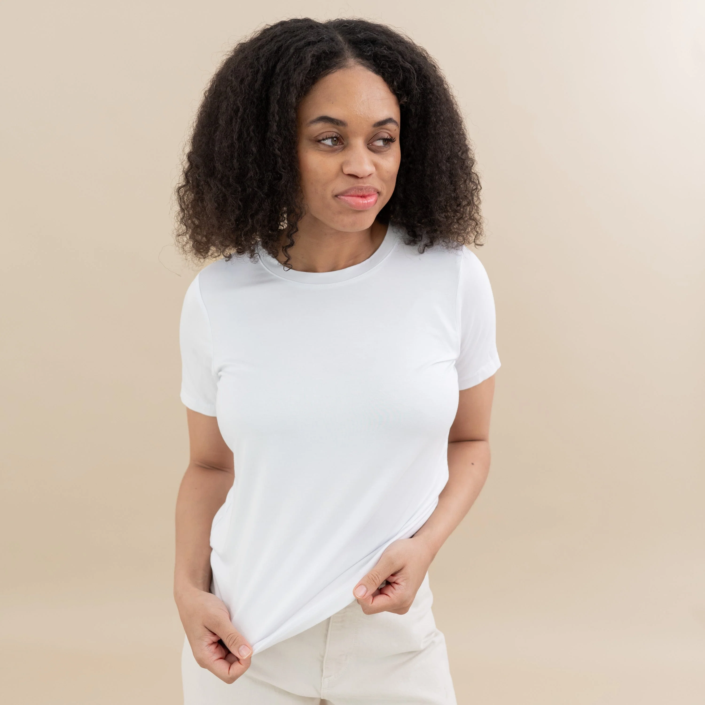 Women's Crew Neck Tee in Snow - Image 2