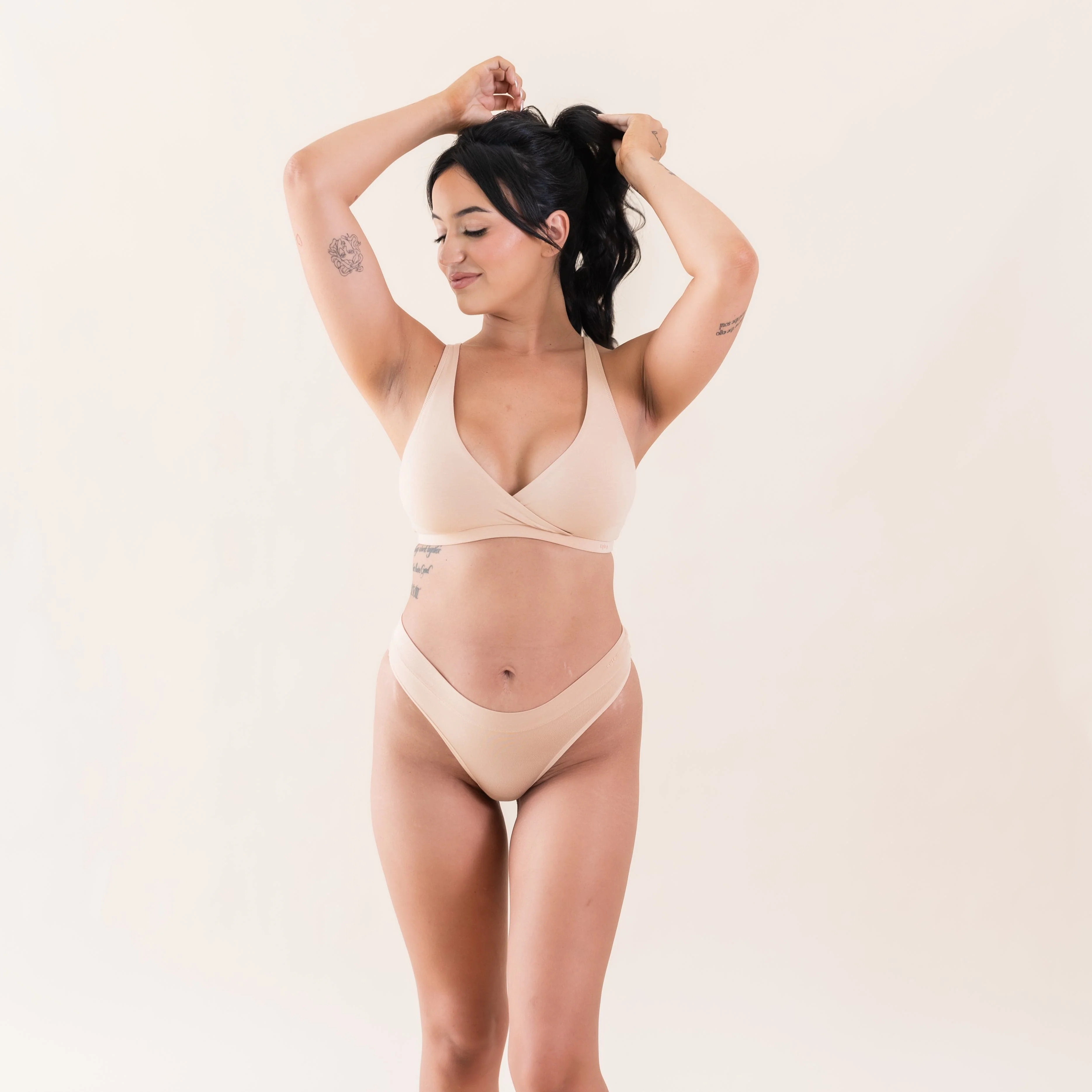 Women's Cross Front Bralette in Chai - Image 4