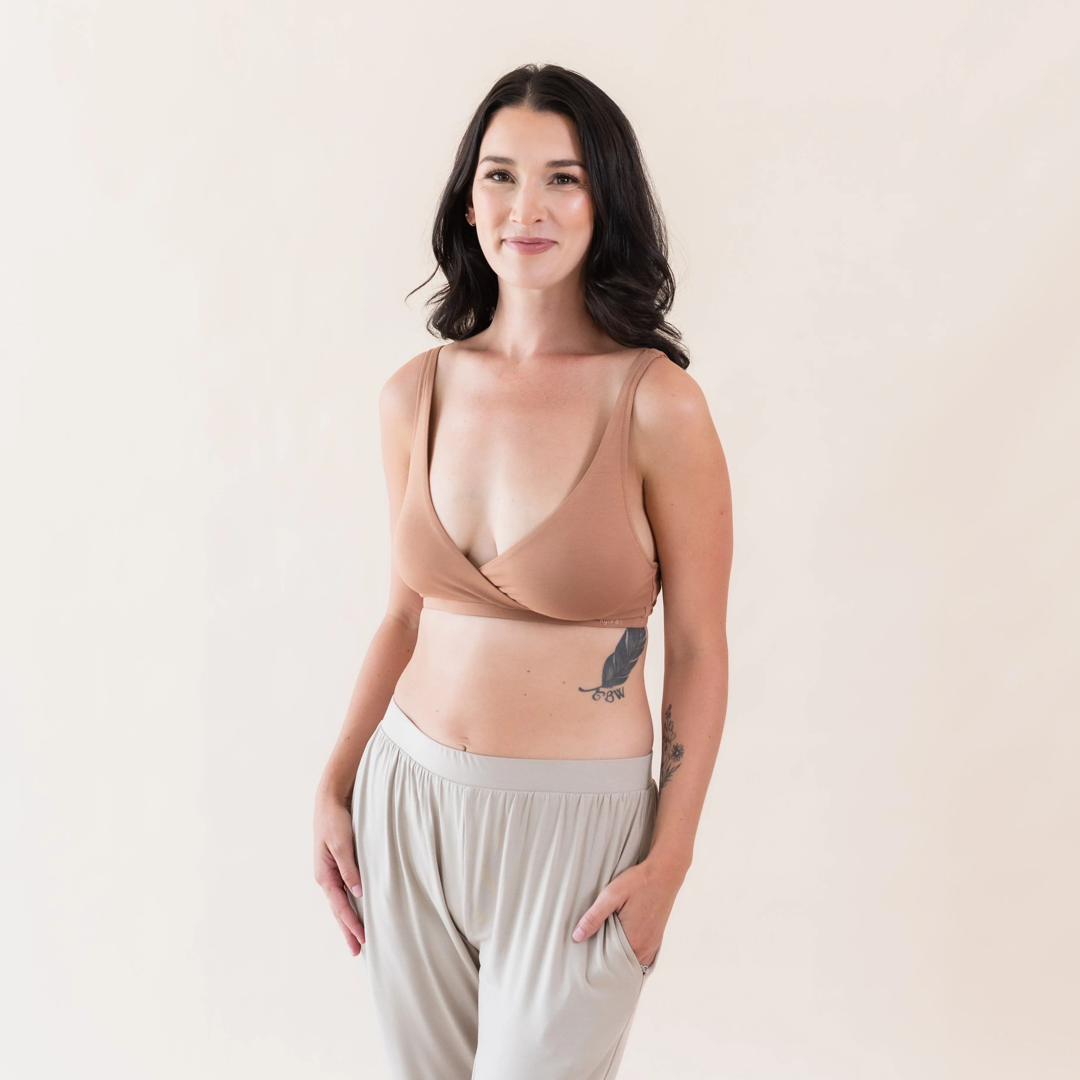 Women's Cross Front Bralette in Latte - Image 3