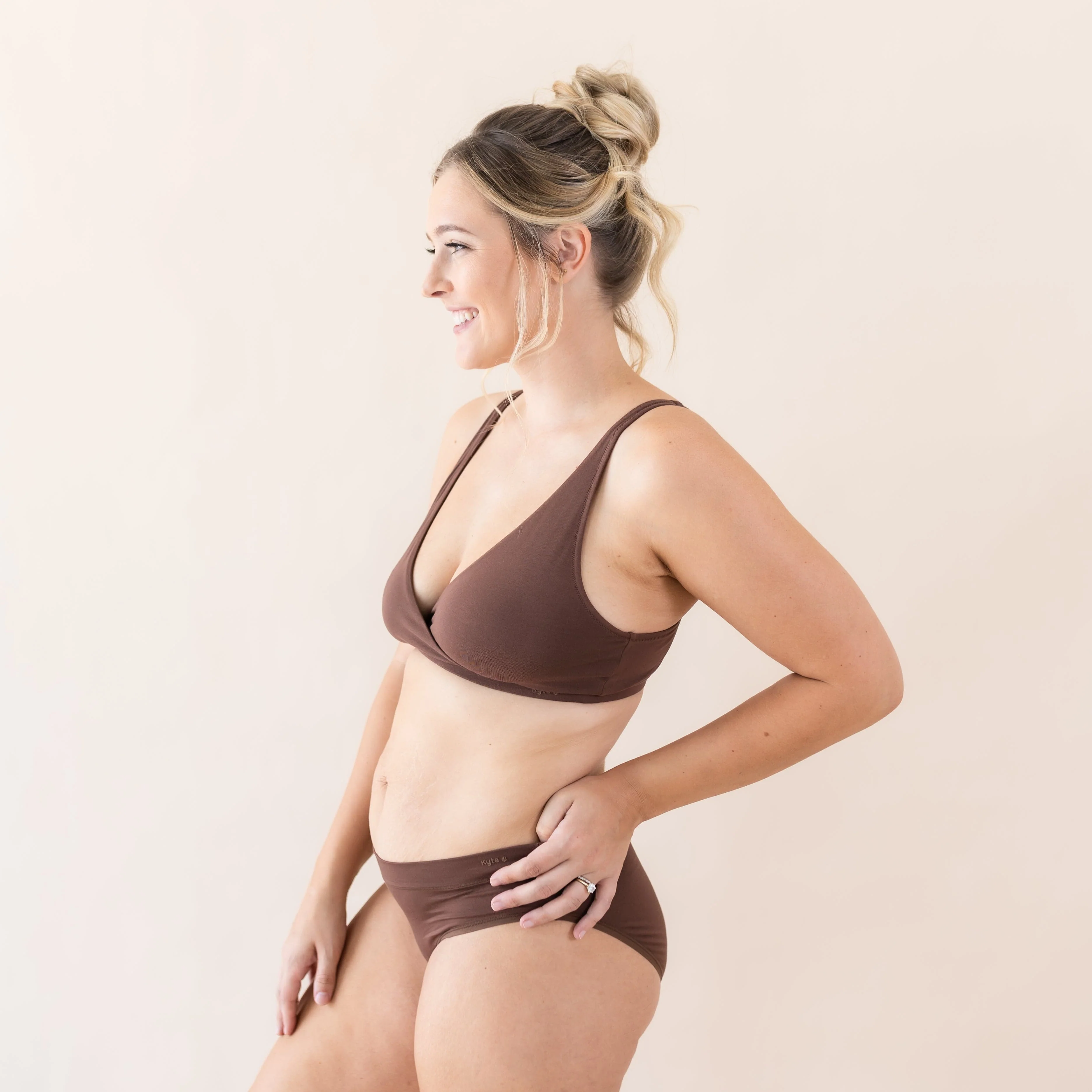 Women's Cross Front Bralette in Toffee - Image 3