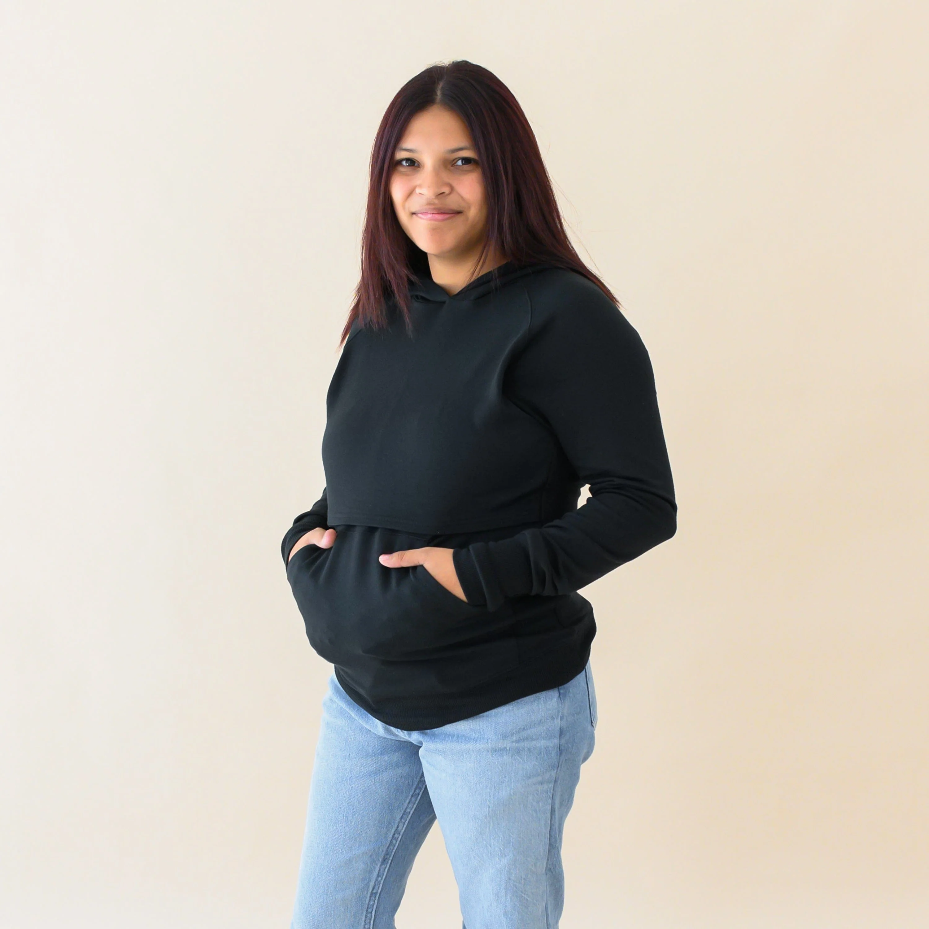 Women's French Terry Nursing Hoodie in Midnight - Image 2