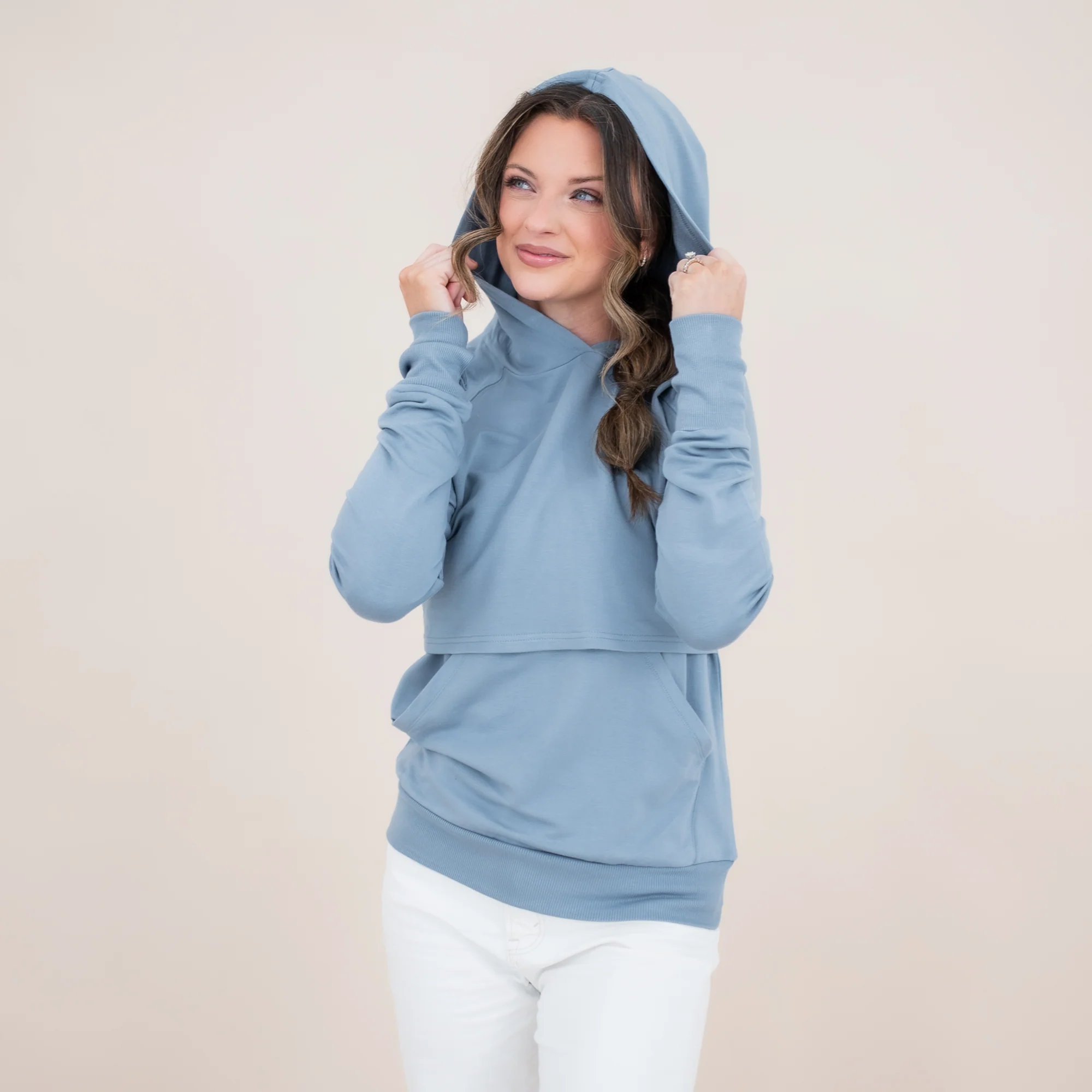 Women's French Terry Nursing Hoodie in Slate - Image 5