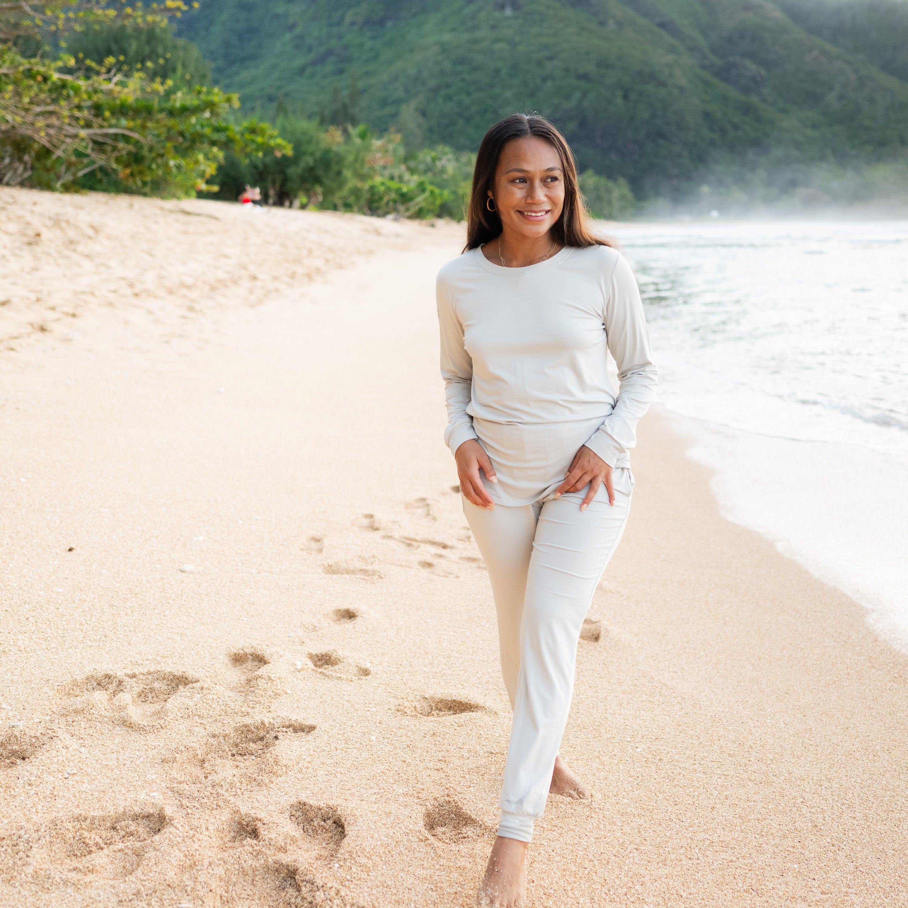 Women's Jogger Pajama Set in Oat - Image 2