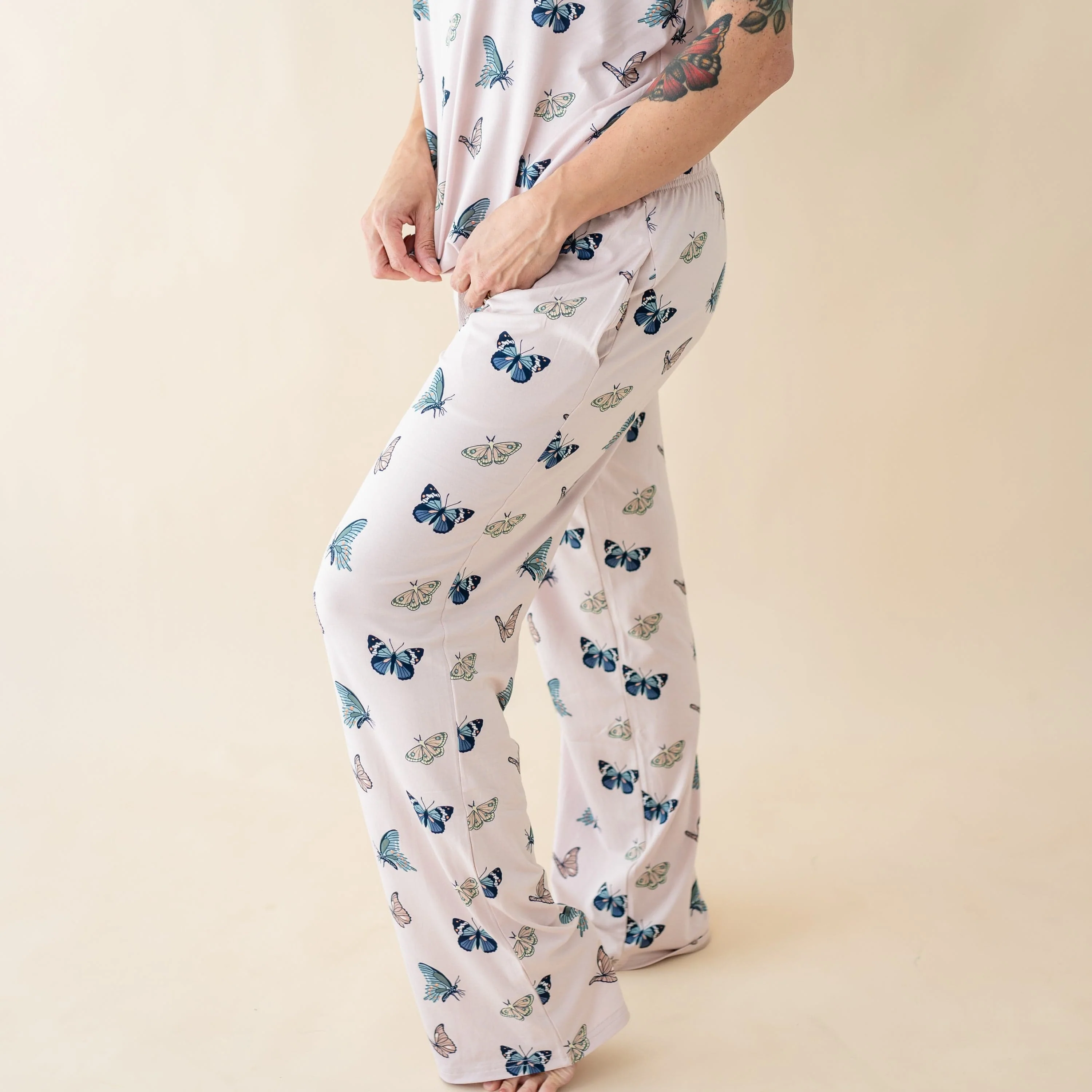 Women's Lounge Pants in Blush Butterfly - Image 2