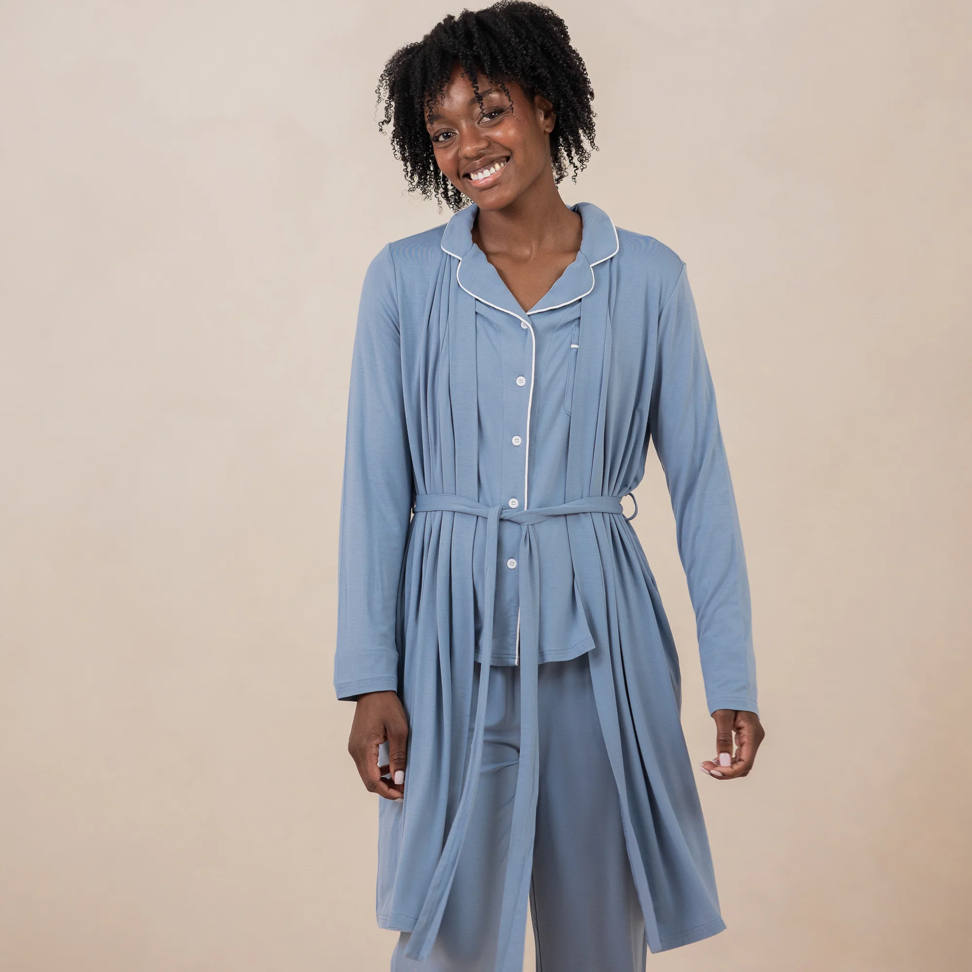 Women's Lounge Robe in Slate - Image 2