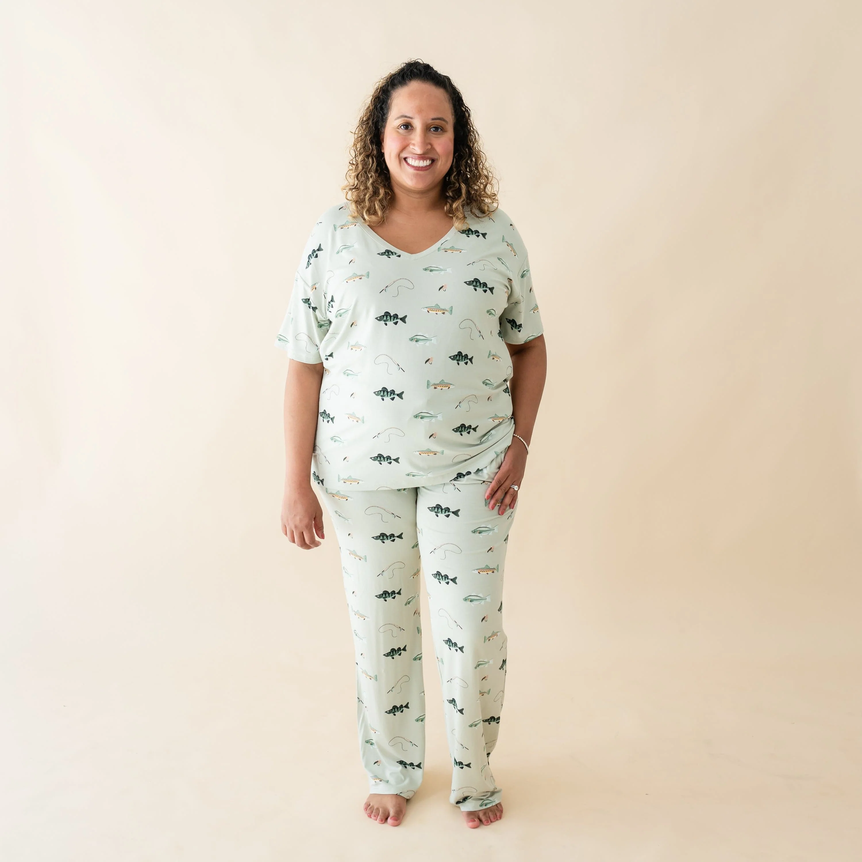 Women's Relaxed Fit V-Neck in Fishing - Image 3