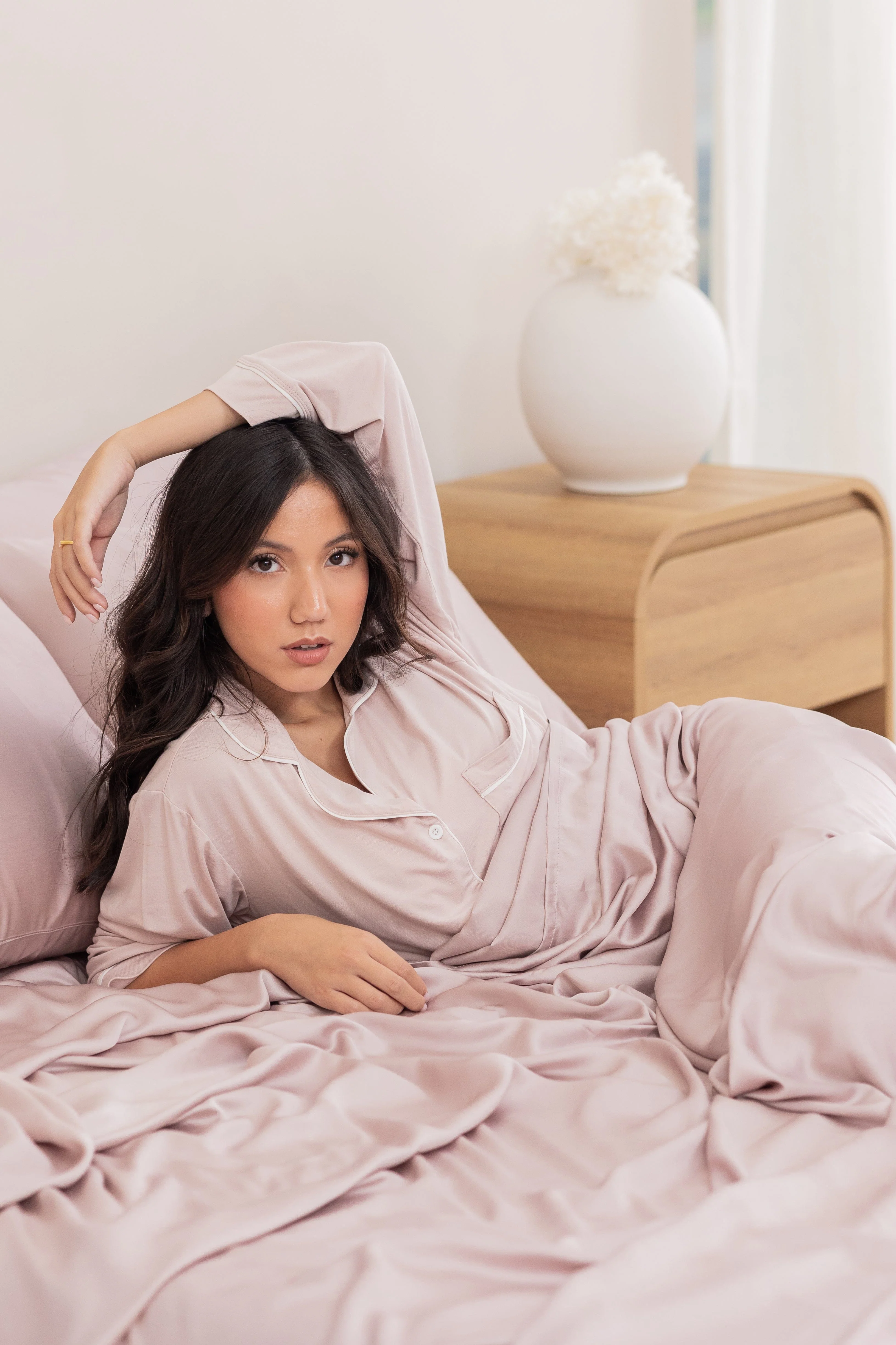Bamboo Sateen Sheet Set in Rose Quartz - Image 6
